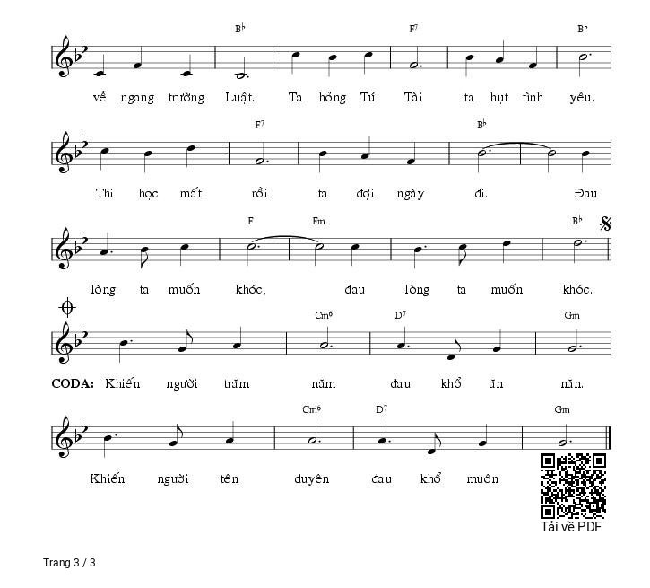 Page 3 of Sheet music PDF Thà Như Giọt Mưa - Nguyễn Tất Nhiên