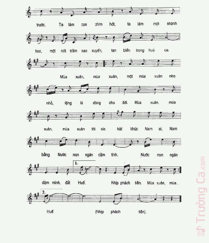 Page 2 of Sheet music PDF Một Mùa Xuân Nho Nhỏ - Trần Hoàn