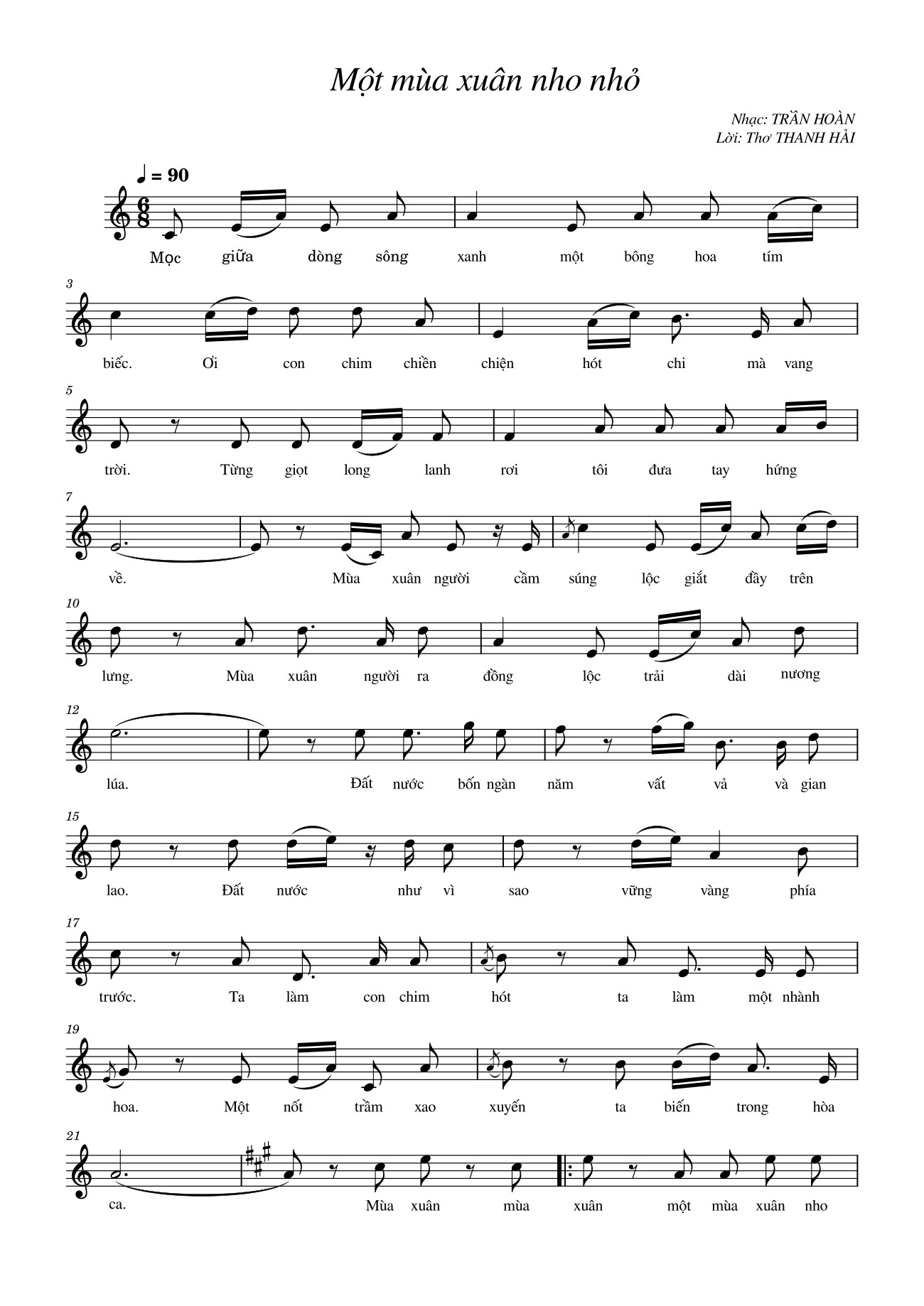 Page 3 of Sheet music PDF Một Mùa Xuân Nho Nhỏ - Trần Hoàn