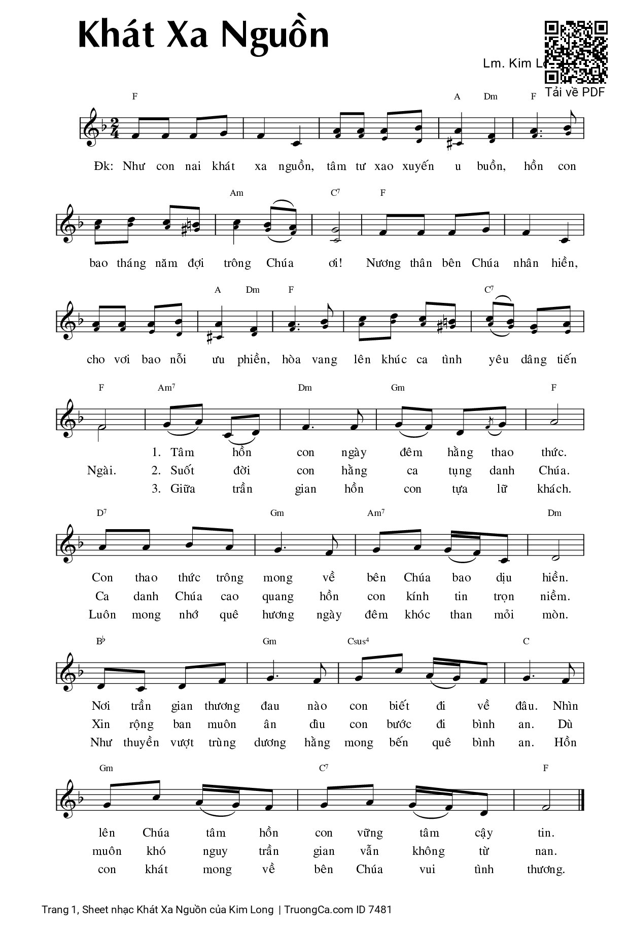 Sheet PDF of Khát Xa Nguồn