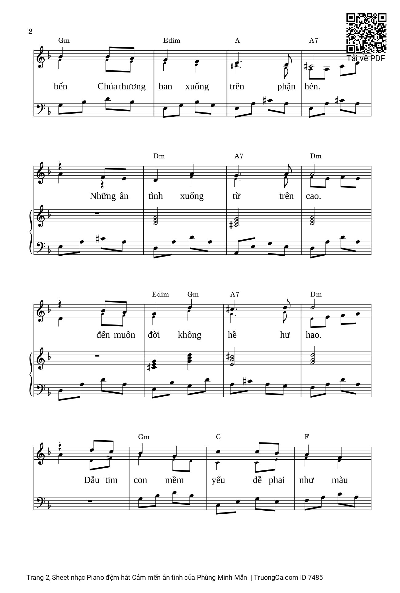 Page 2 of Sheet music PDF Piano đệm Cảm mến ân tình - Phùng Minh Mẫn