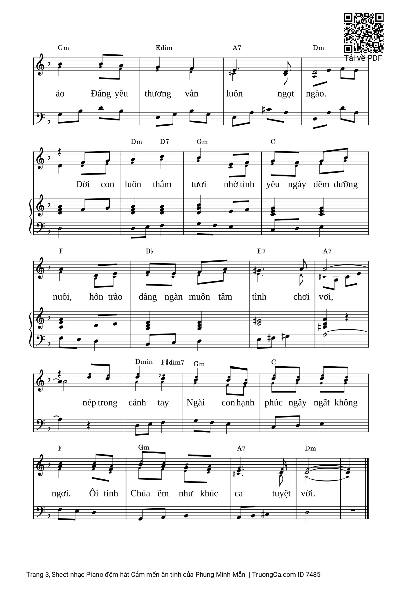 Page 3 of Sheet music PDF Piano đệm Cảm mến ân tình - Phùng Minh Mẫn
