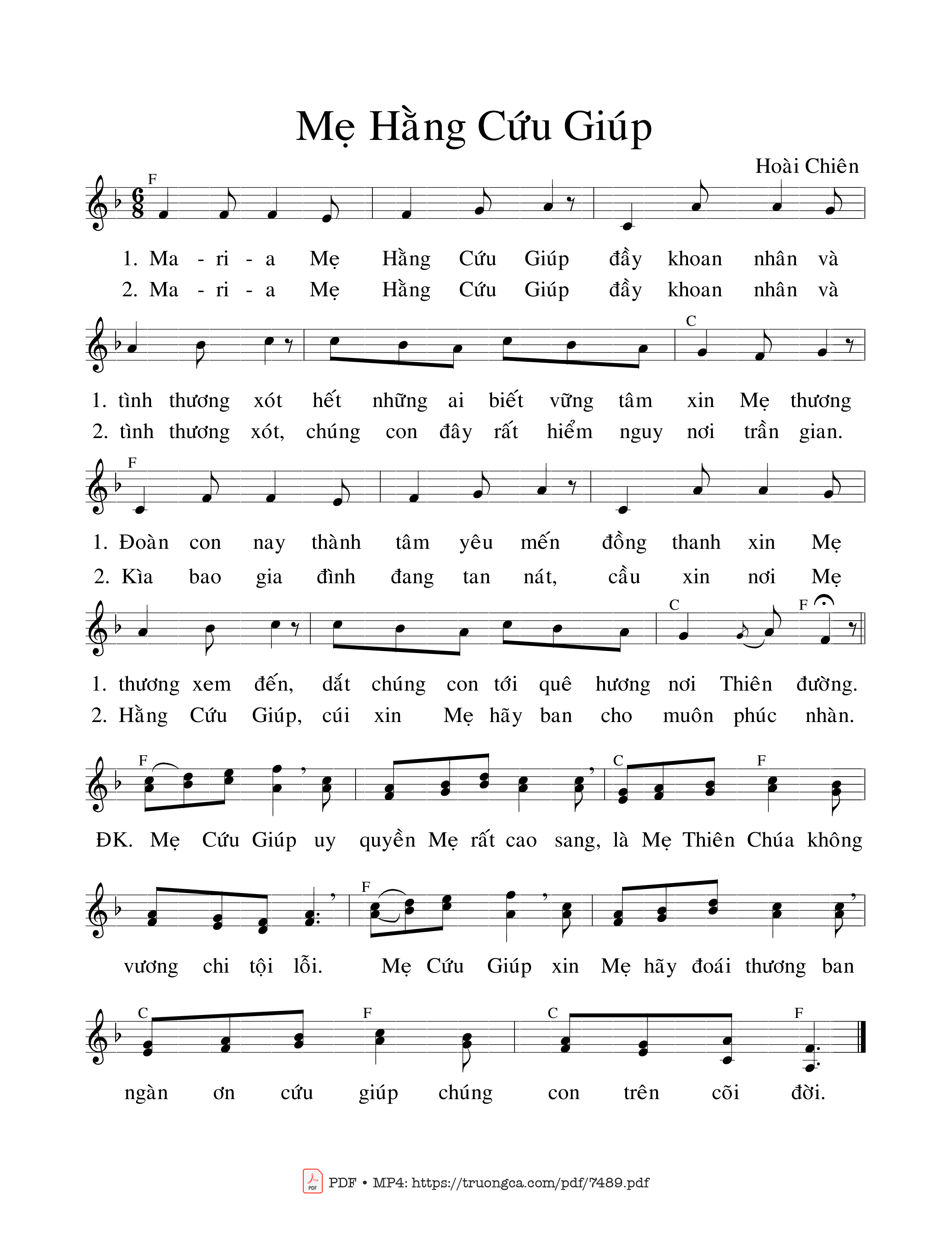 Sheet PDF of Maria Mẹ Hằng Cứu Giúp