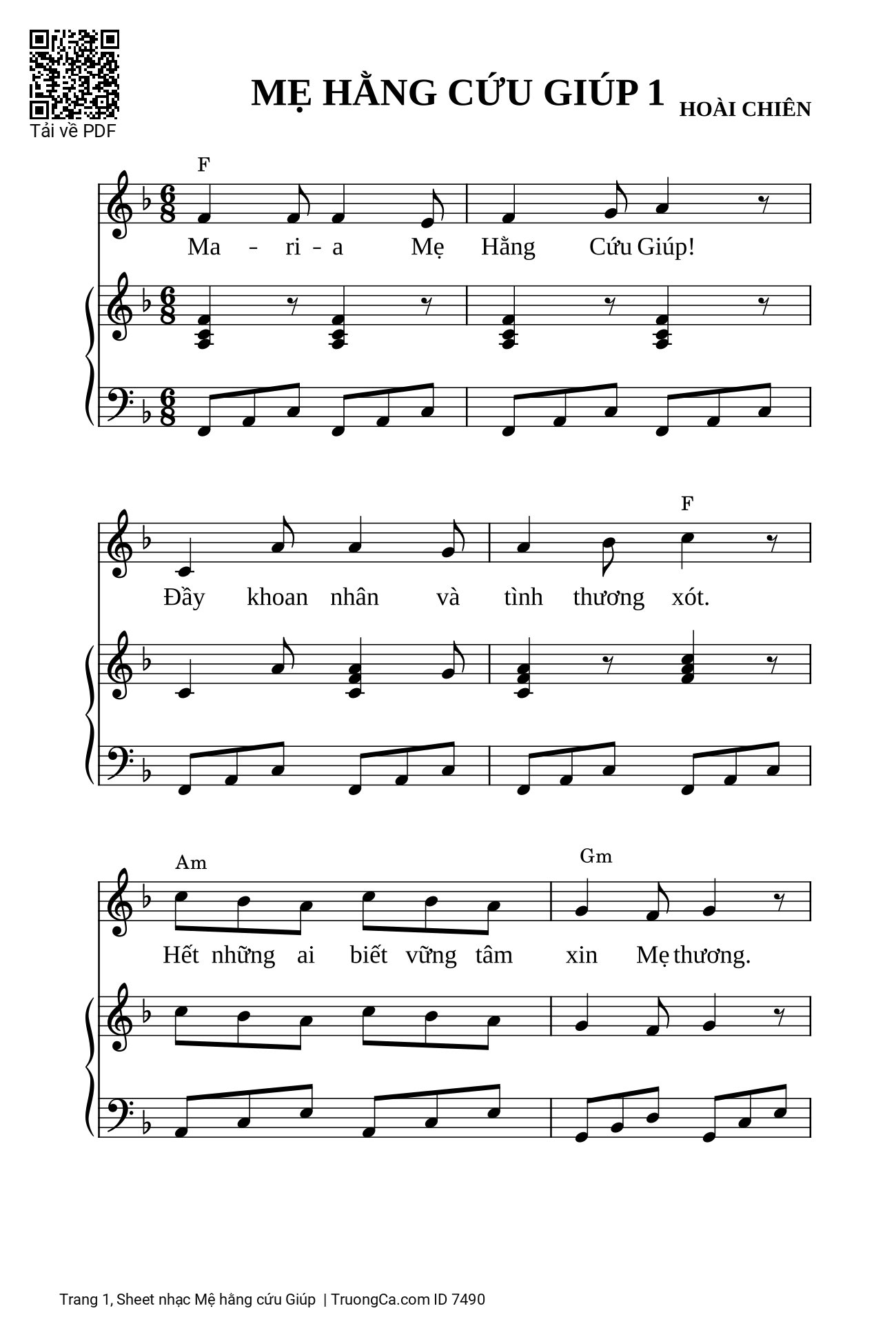 Page 1 of Sheet music PDF Piano đệm hát Mẹ hằng cứu Giúp - Hoài Chiên