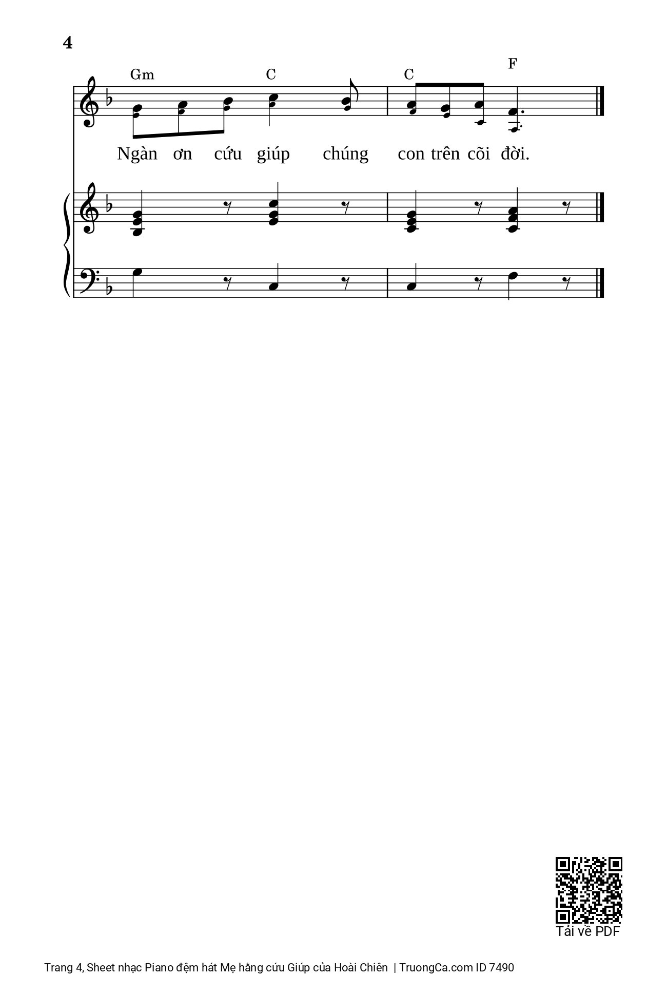 Page 4 of Sheet music PDF Piano đệm hát Mẹ hằng cứu Giúp - Hoài Chiên