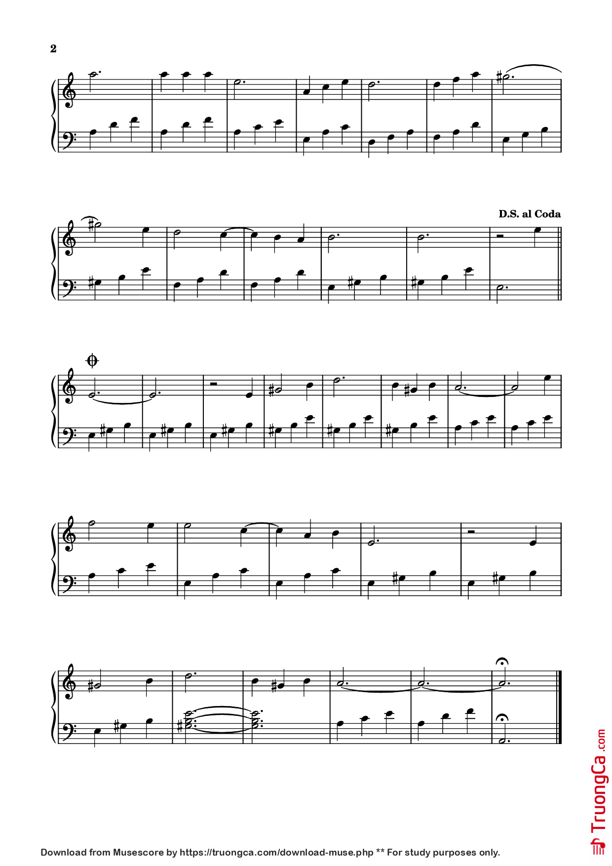 Page 2 of Sheet music PDF Guitar Tab Diễm Xưa Piano dễ tập - Trịnh Công Sơn