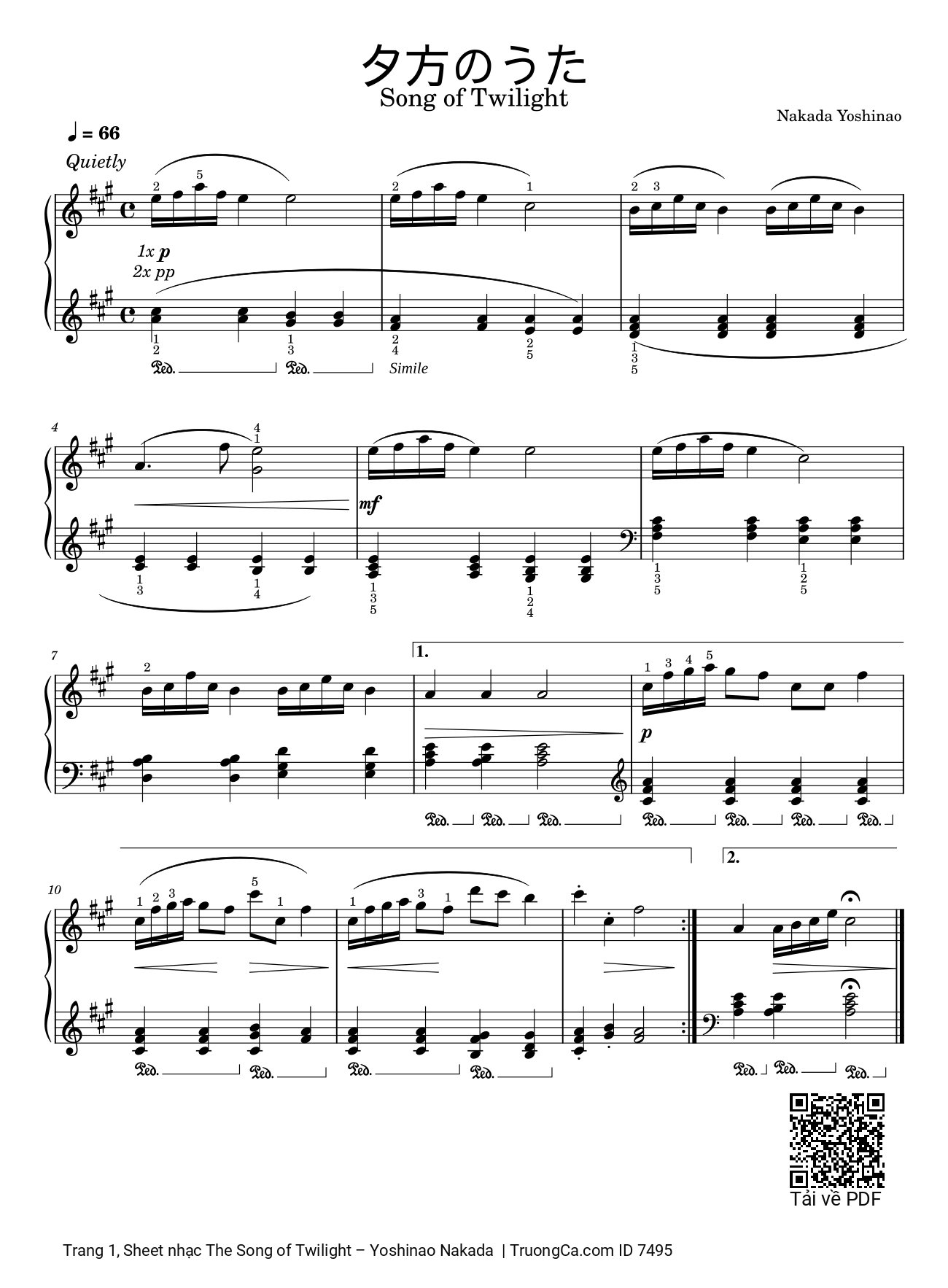 Sheet PDF of The Song of Twilight Sheet Piano