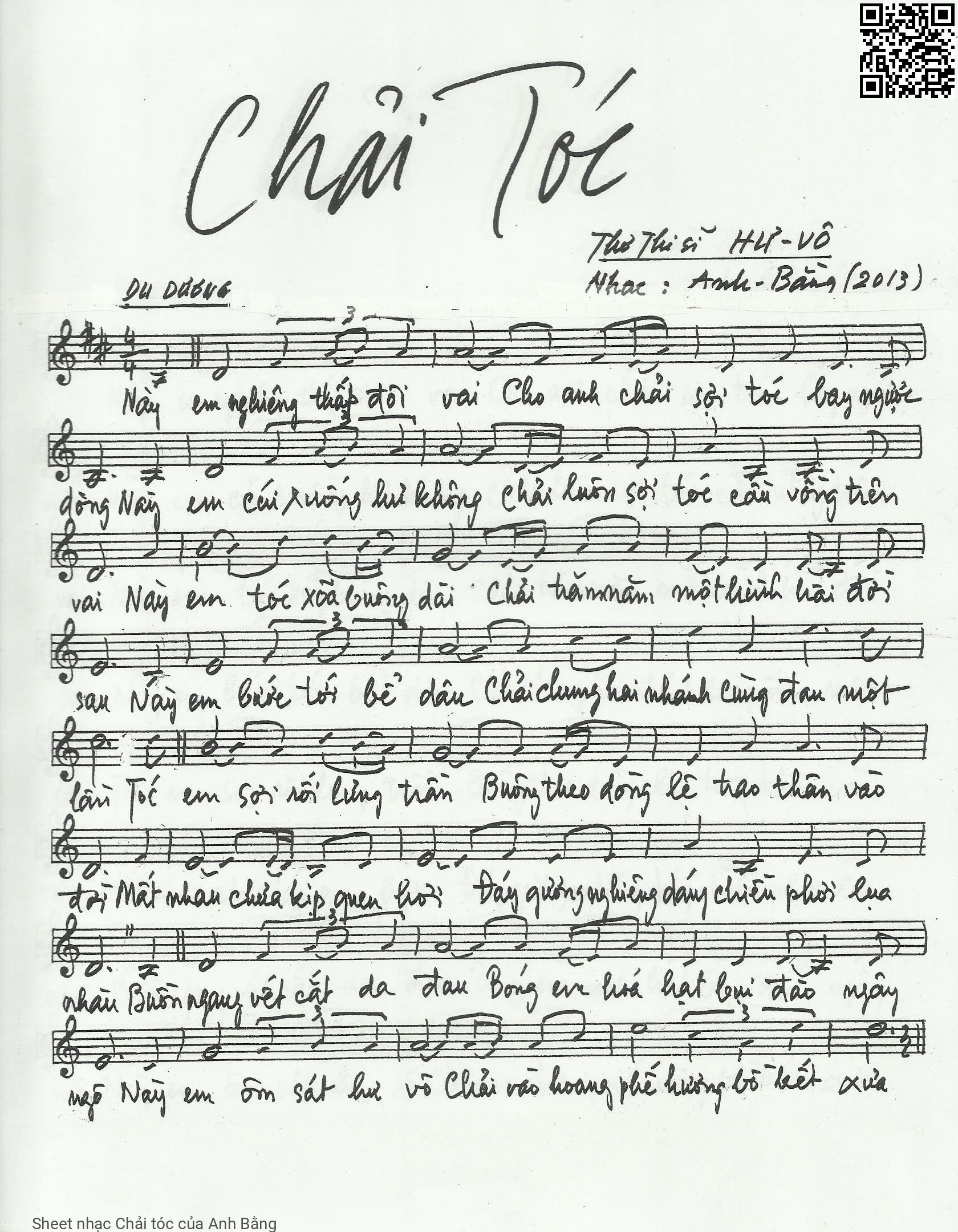 Sheet PDF of Chải tóc - Anh Bằng
