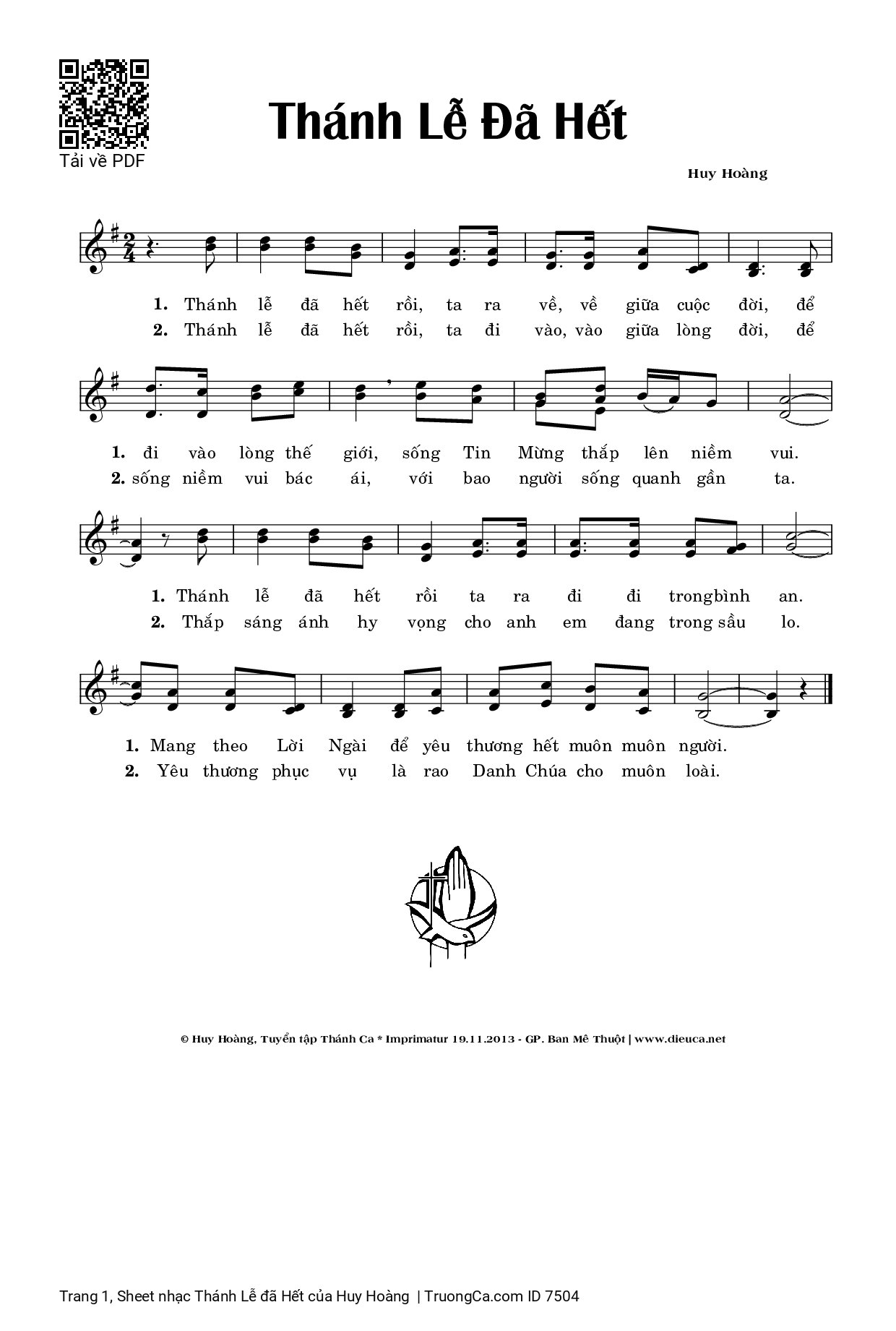 Sheet PDF of Thánh Lễ đã Hết