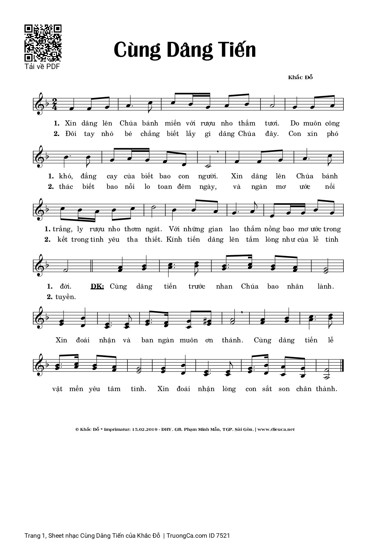 Sheet PDF of Cùng Dâng Tiến