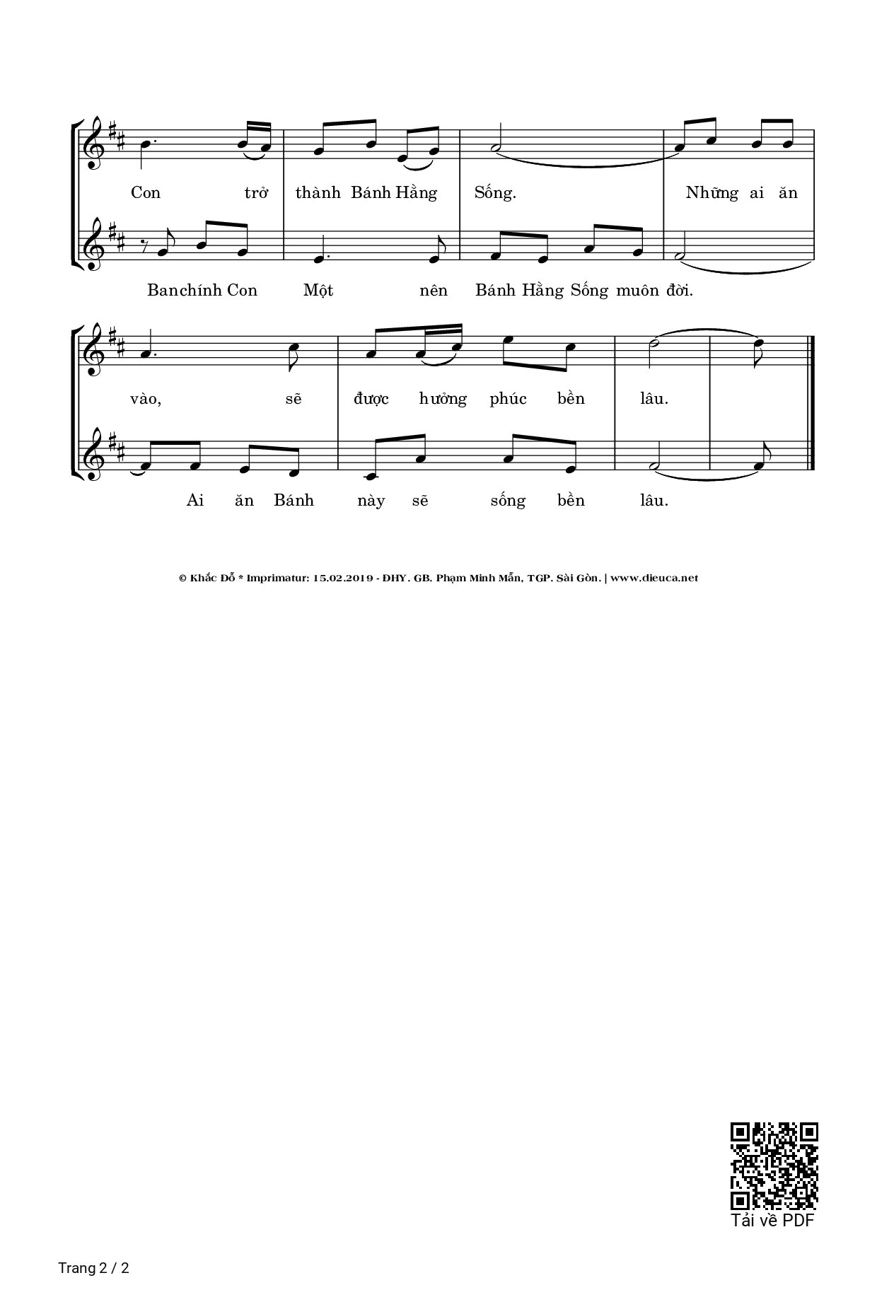 Page 2 of Sheet music PDF Khúc Hát Manna - Khắc Đỗ