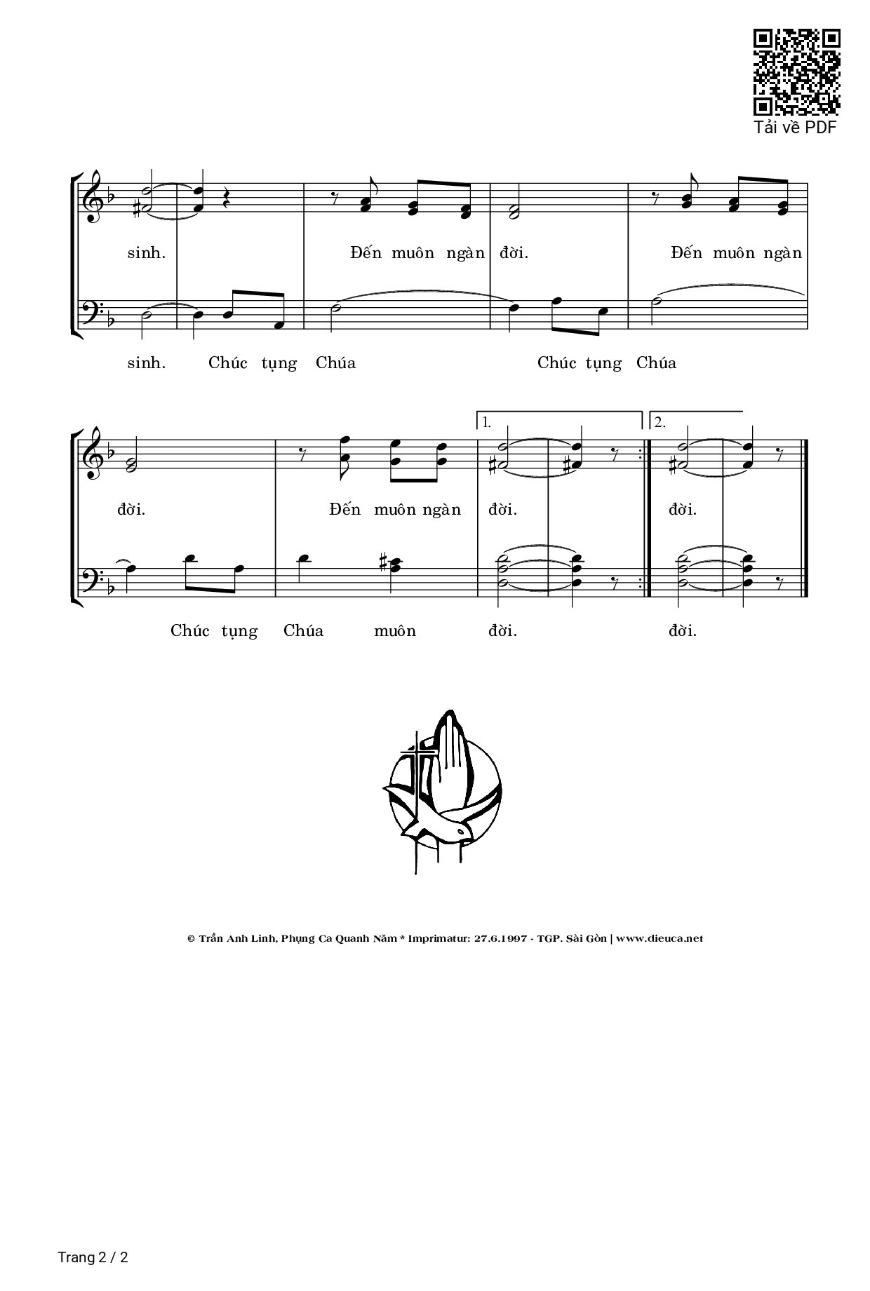 Page 2 of Sheet music PDF đoàn Con Xin Dâng - Trần Anh Linh