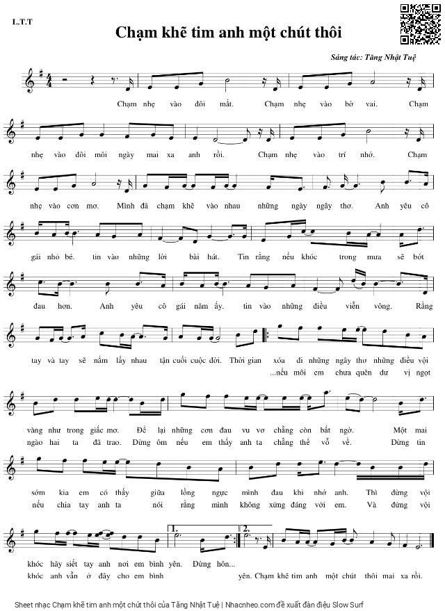 Sheet PDF of Chạm khẽ tim anh một chút thôi