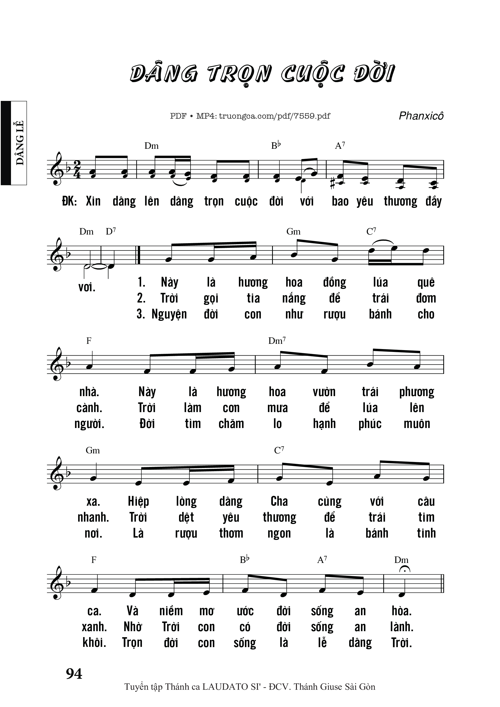 Sheet PDF of Dâng Trọn Cuộc đời