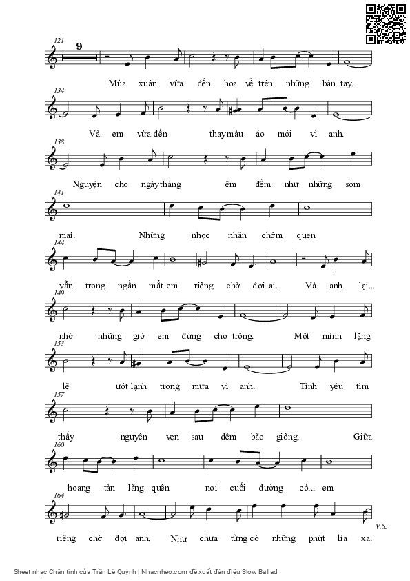 Page 3 of Sheet music PDF Chân tình - Trần Lê Quỳnh
