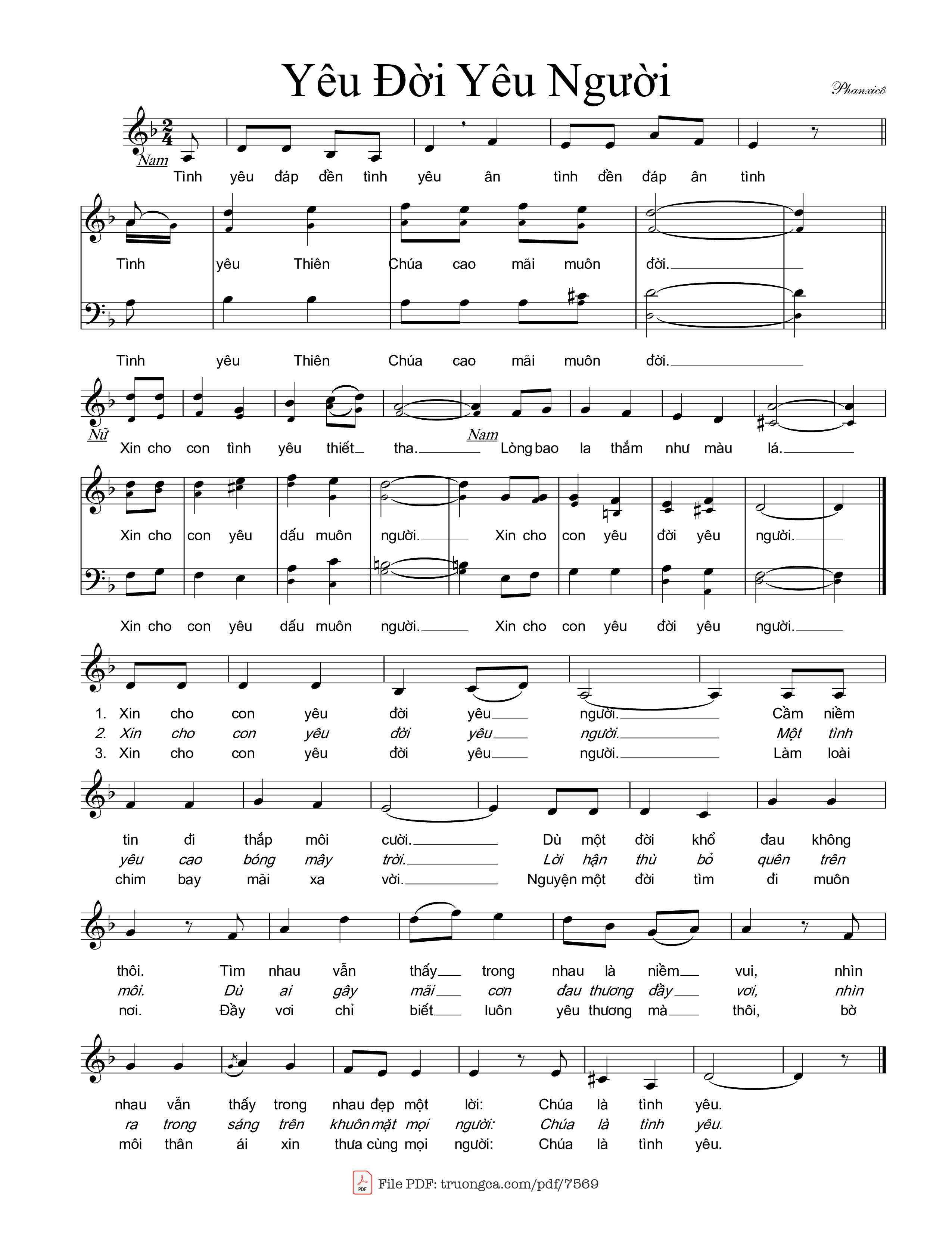 Page 3 of Sheet music PDF Xin Cho Con Yêu đời Yêu Người - Phanxicô