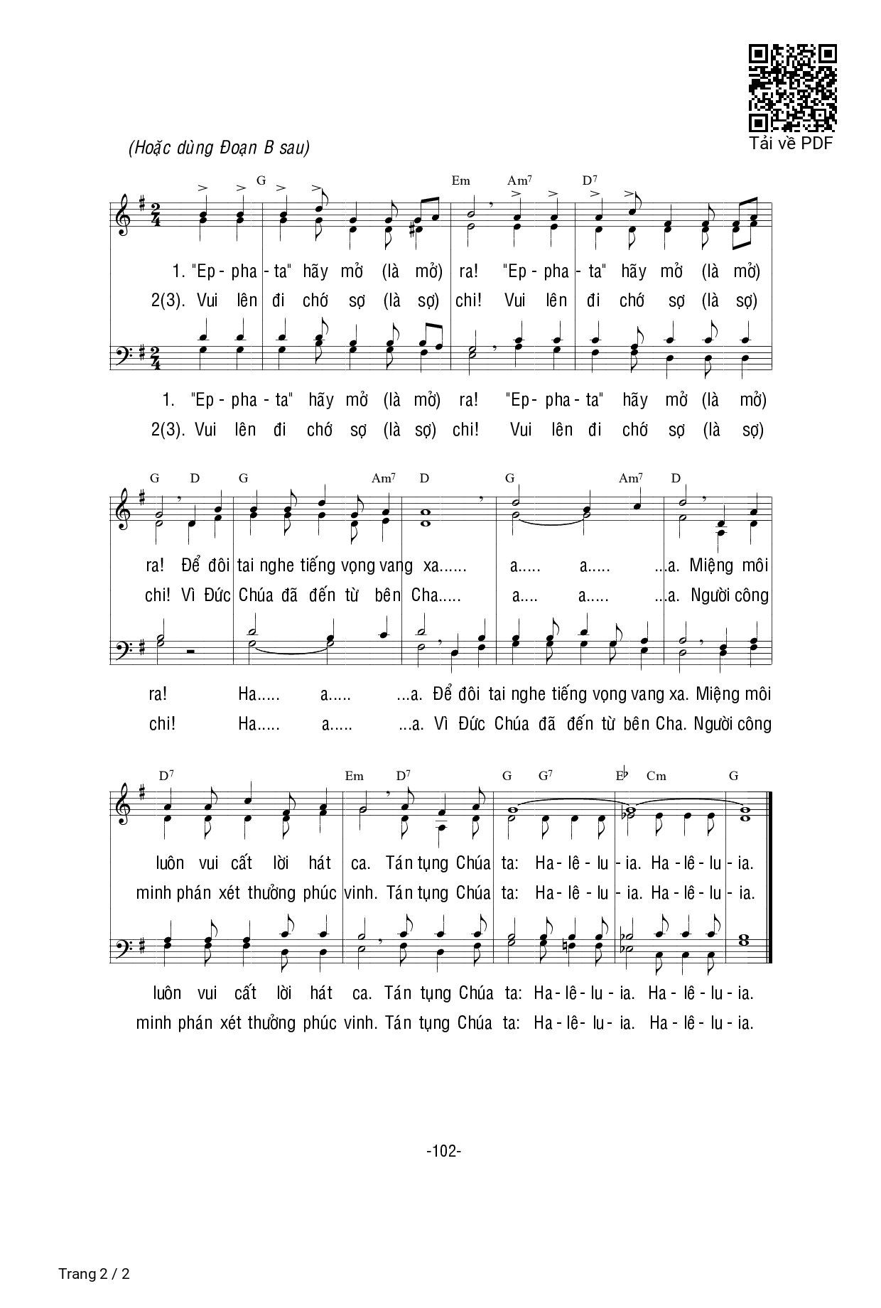 Page 2 of Sheet music PDF Ngài đã đến (mc. 7) - Bùi Ninh