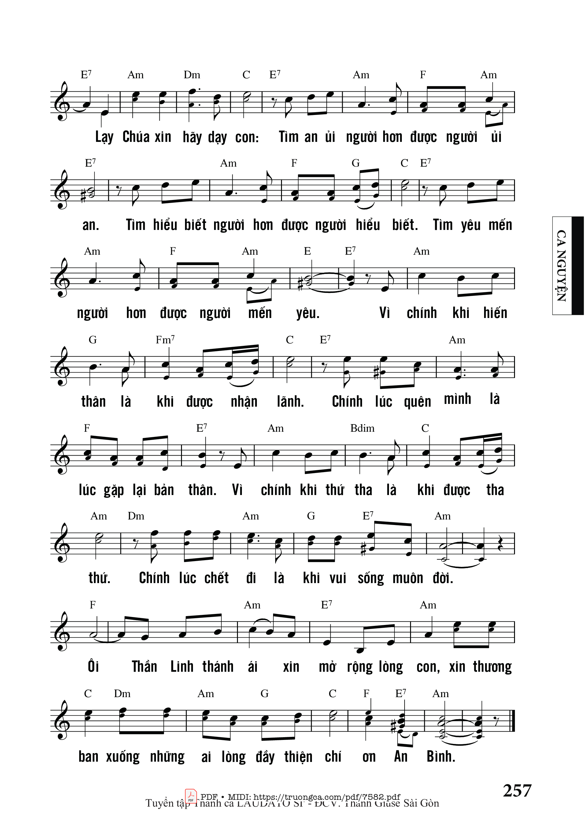 Page 2 of Sheet music PDF Kinh Hòa Bình thánh Phanxico - Kim Long
