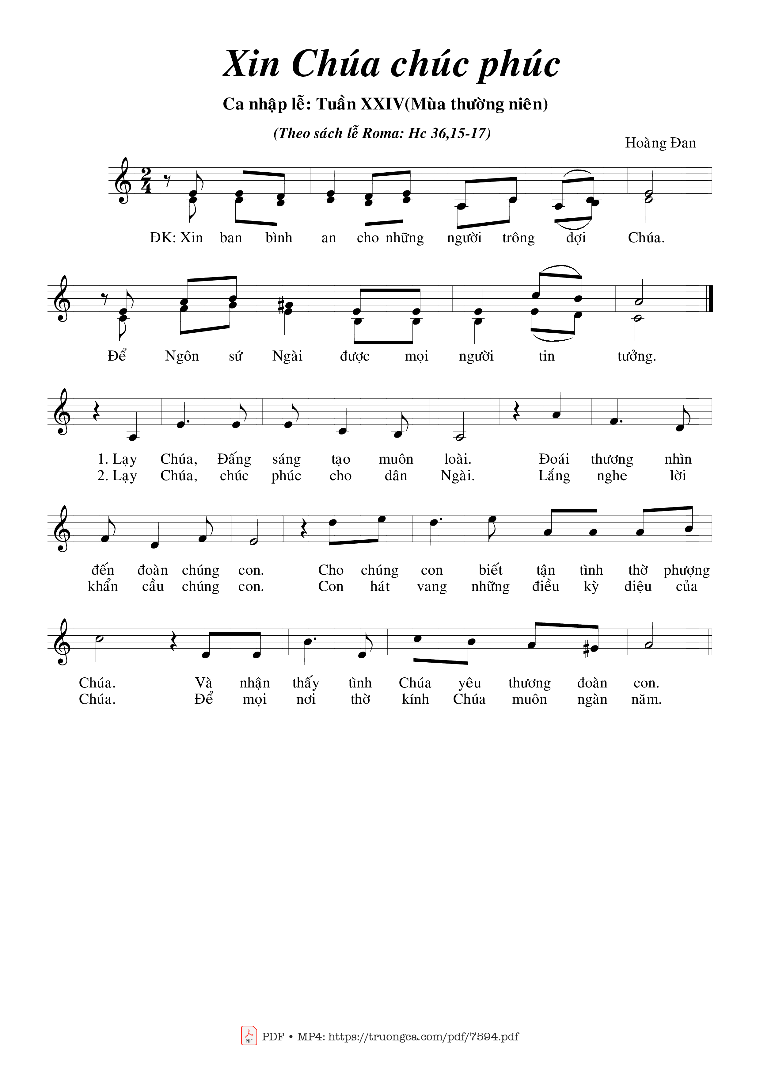 Sheet PDF of Xin Chúa Chúc Phúc (hc. 36)