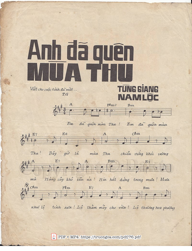 Page 2 of Sheet music PDF Anh đã quên mùa thu - Nam Lộc