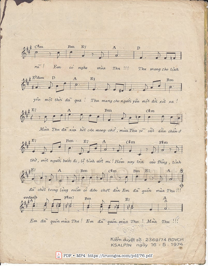 Page 3 of Sheet music PDF Anh đã quên mùa thu - Nam Lộc