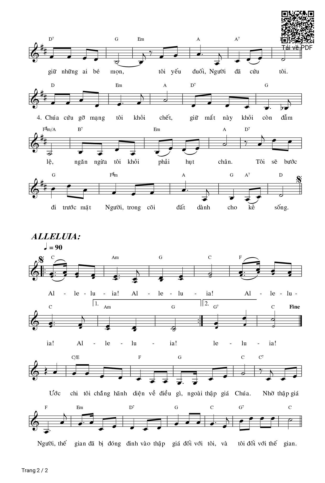 Page 2 of Sheet music PDF Thánh Vịnh 114, Chúa Nhật 24b Thường Niên - Văn Duy Tùng