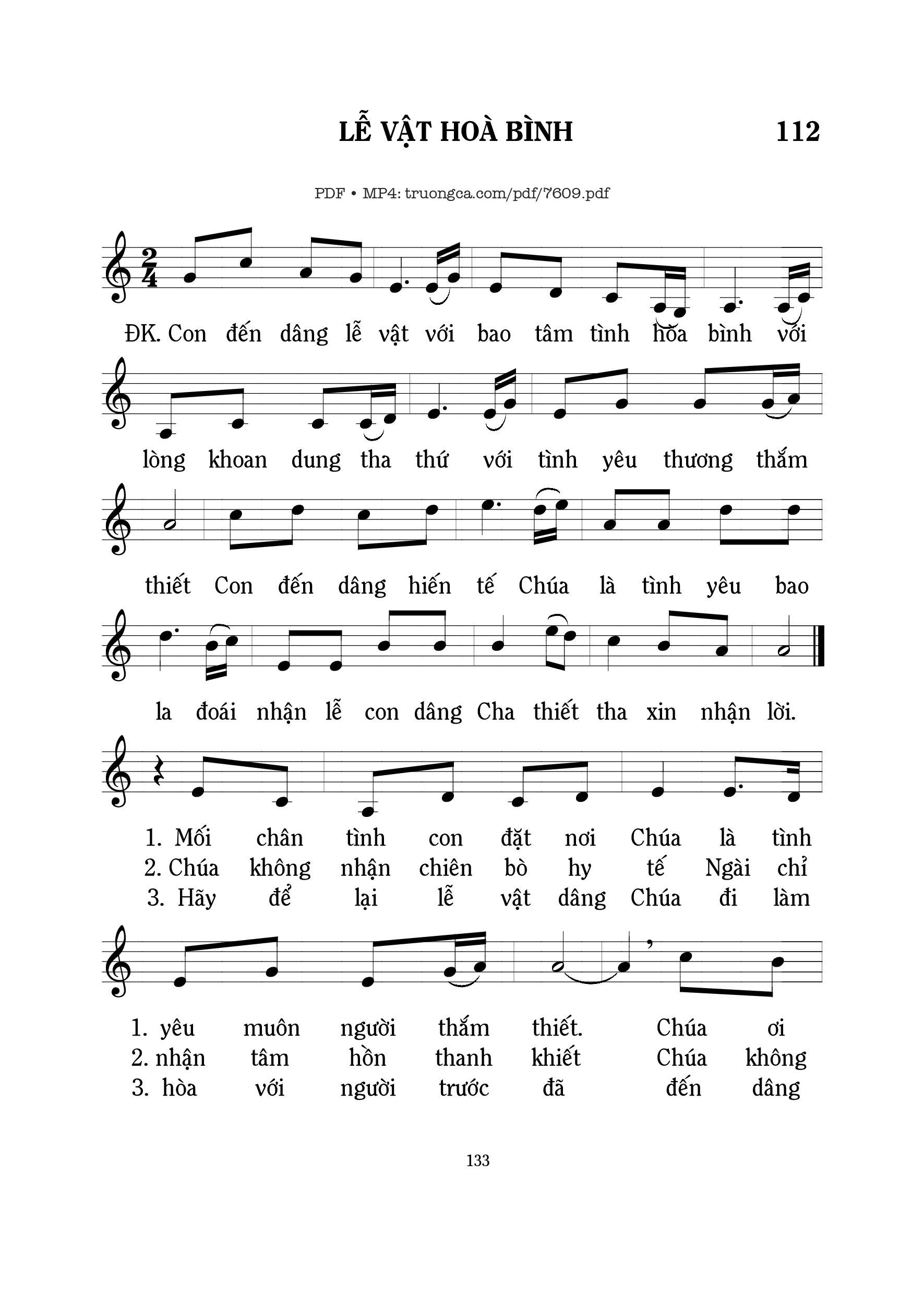 Sheet PDF of Lễ Vật Hoà Bình