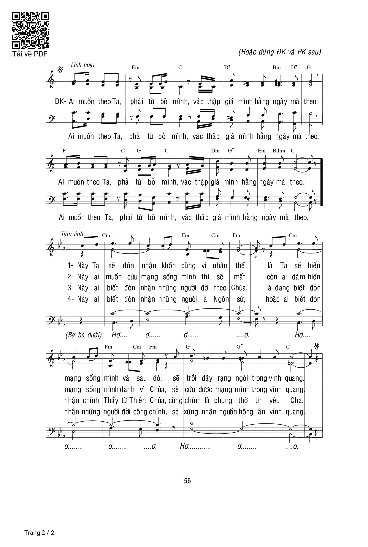 Page 2 of Sheet music PDF Ai Muốn Theo Ta (mc. 8) - Bùi Ninh