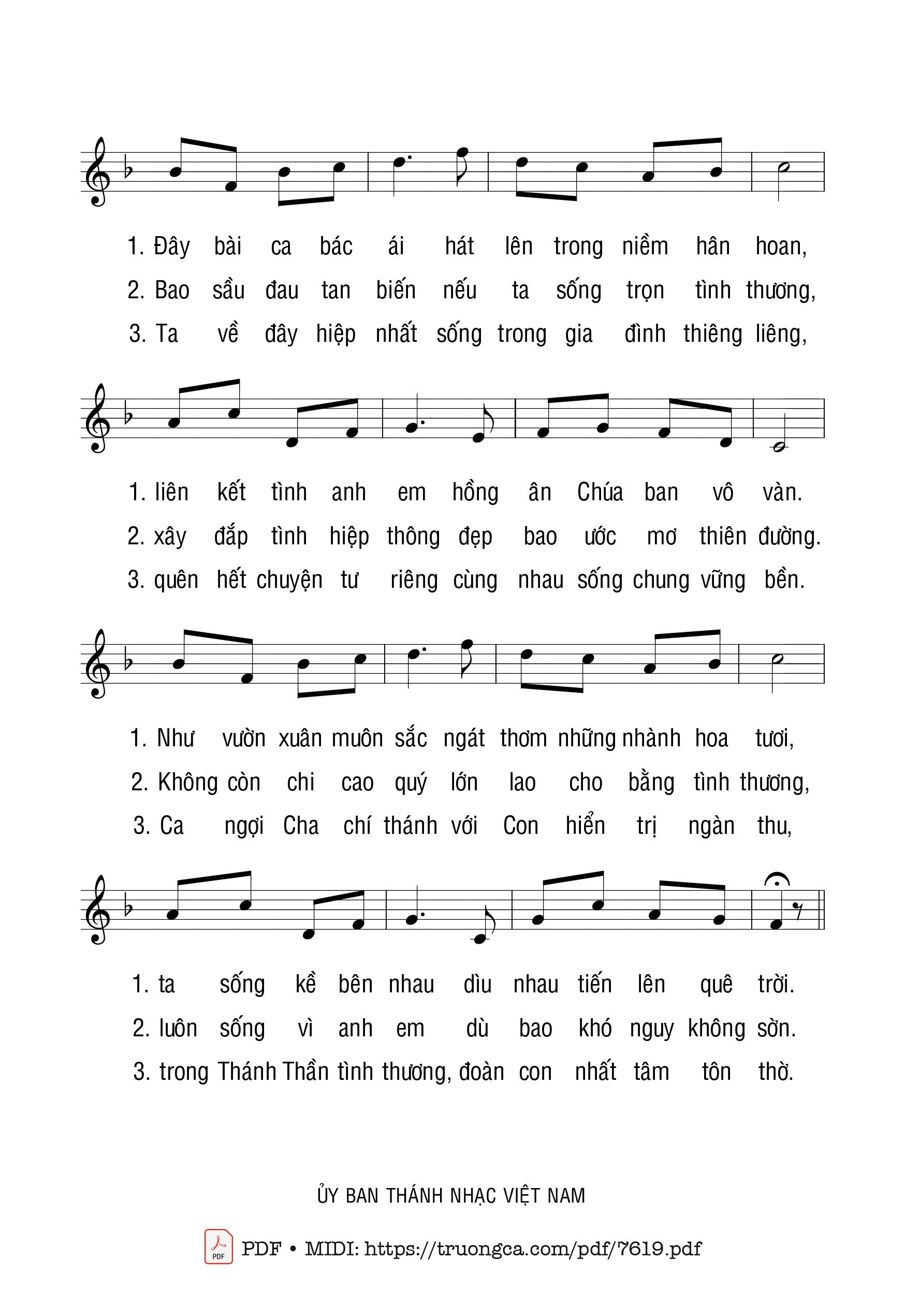 Page 2 of Sheet music PDF Bài Ca Bác ái - Minh Tâm