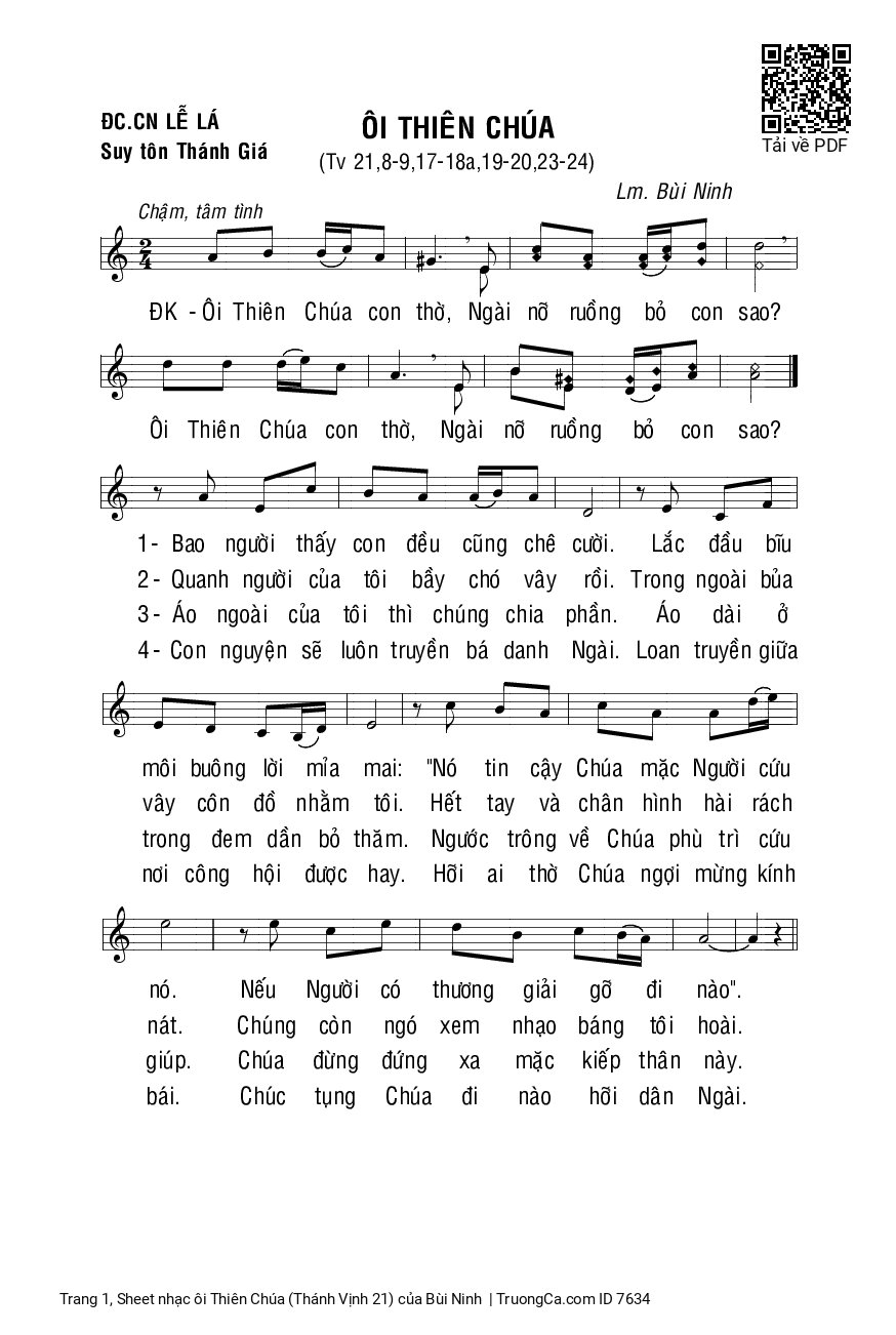 Sheet PDF of Thánh Vịnh 21, Ôi Thiên Chúa