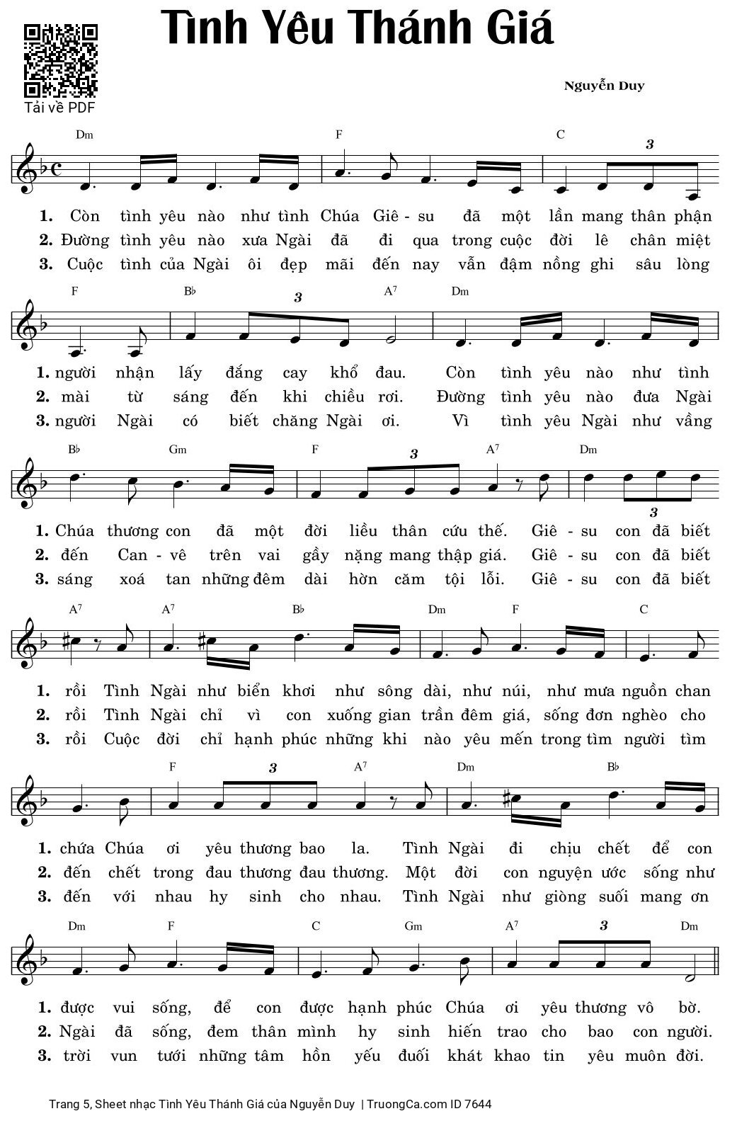Page 5 of Sheet music PDF Tình Yêu Thánh Giá - Nguyễn Duy