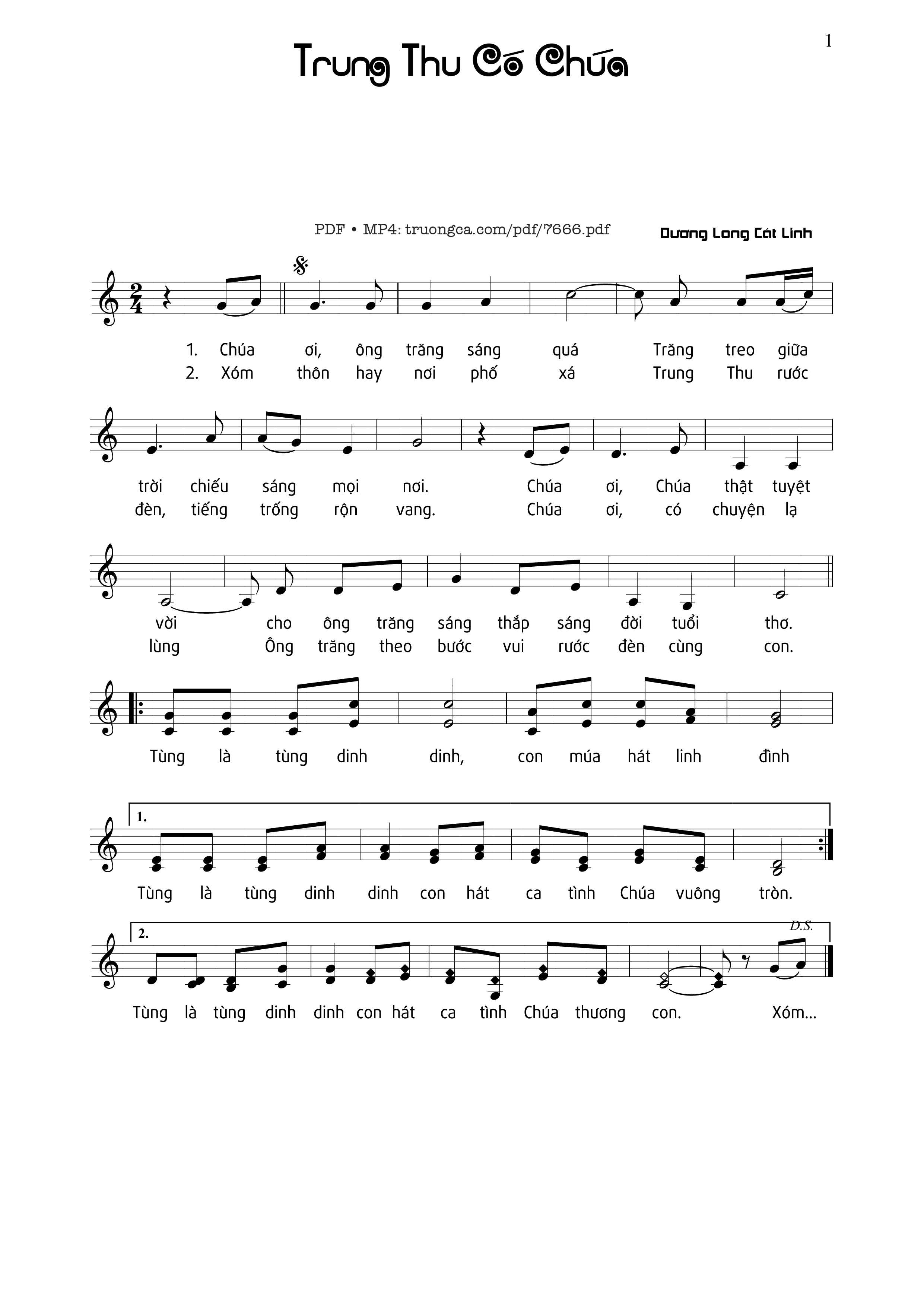 Page 1 of Sheet music PDF Trung Thu Có Chúa - Dương Long Cát Linh