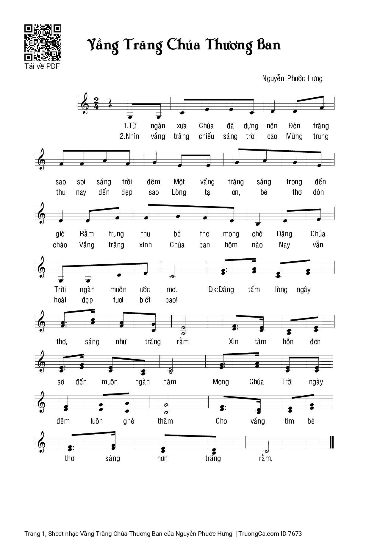 Sheet PDF of Vầng Trăng Chúa Thương Ban