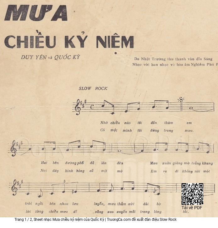 Sheet PDF of Mưa chiều kỷ niệm