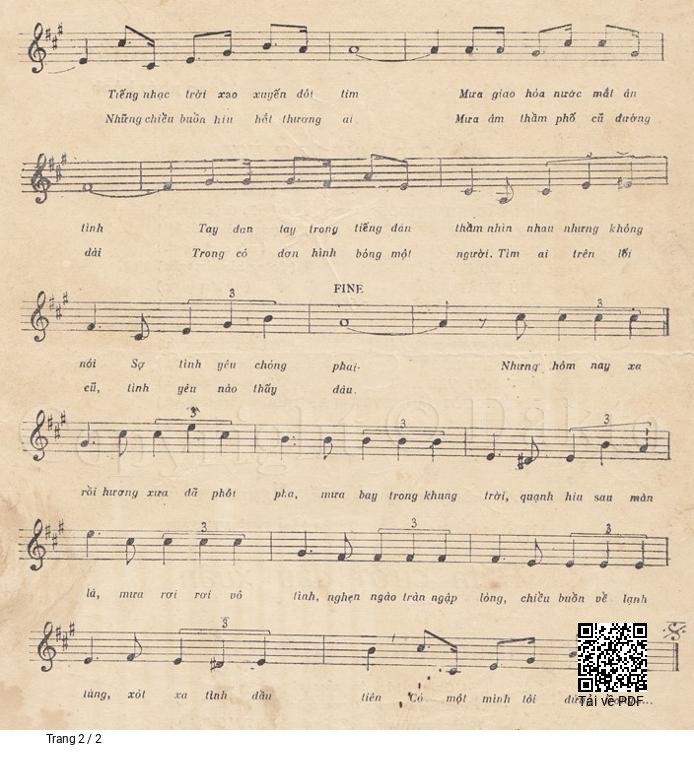 Page 2 of Sheet music PDF Mưa chiều kỷ niệm - Quốc Kỳ