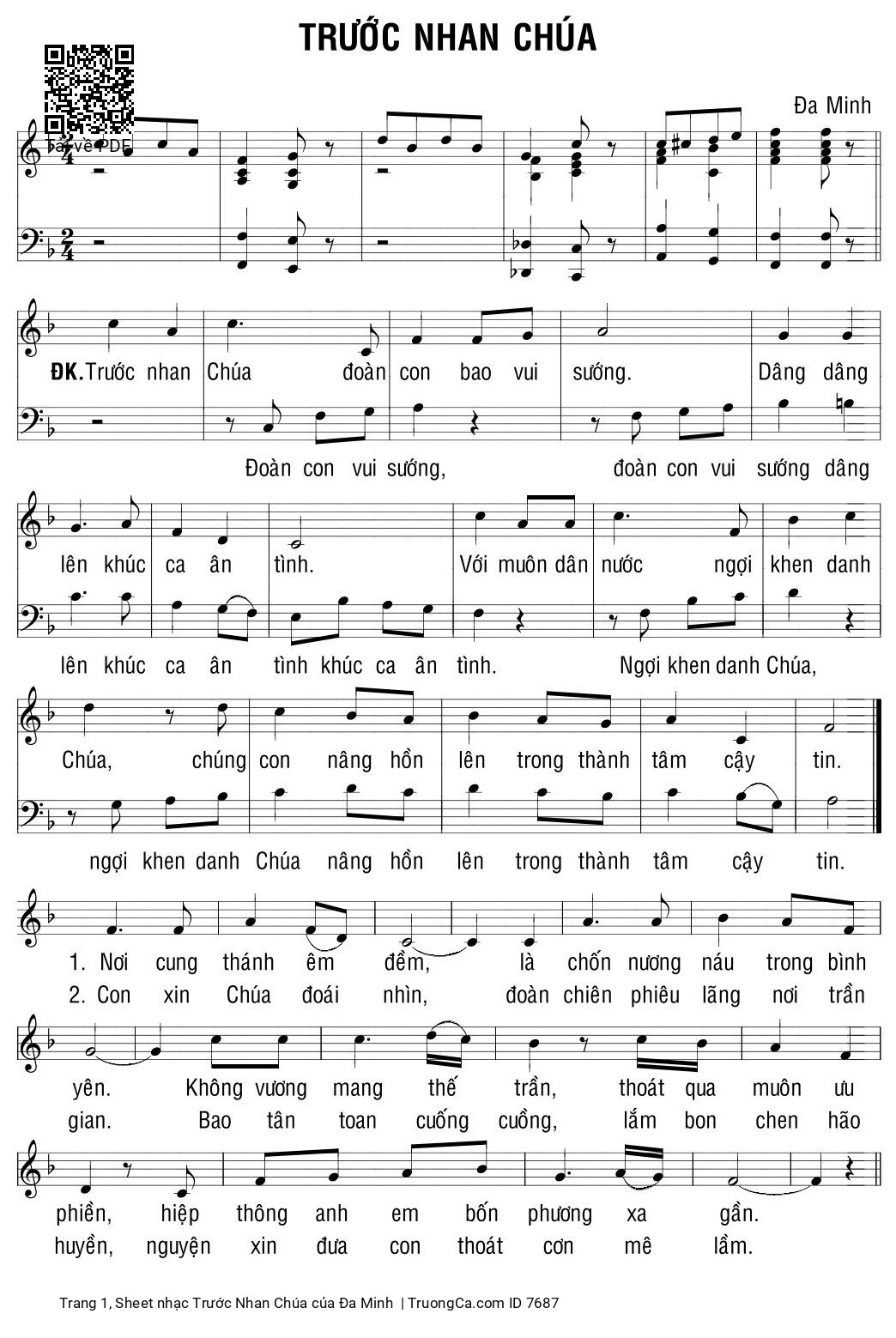 Sheet PDF of Trước Nhan Chúa