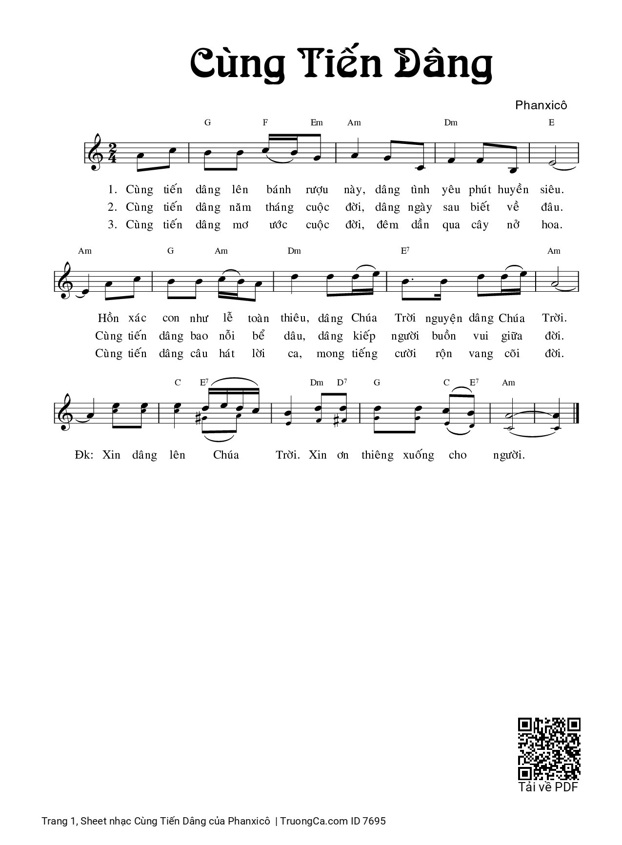 Page 1 of Sheet music PDF Cùng Tiến Dâng - Phanxicô
