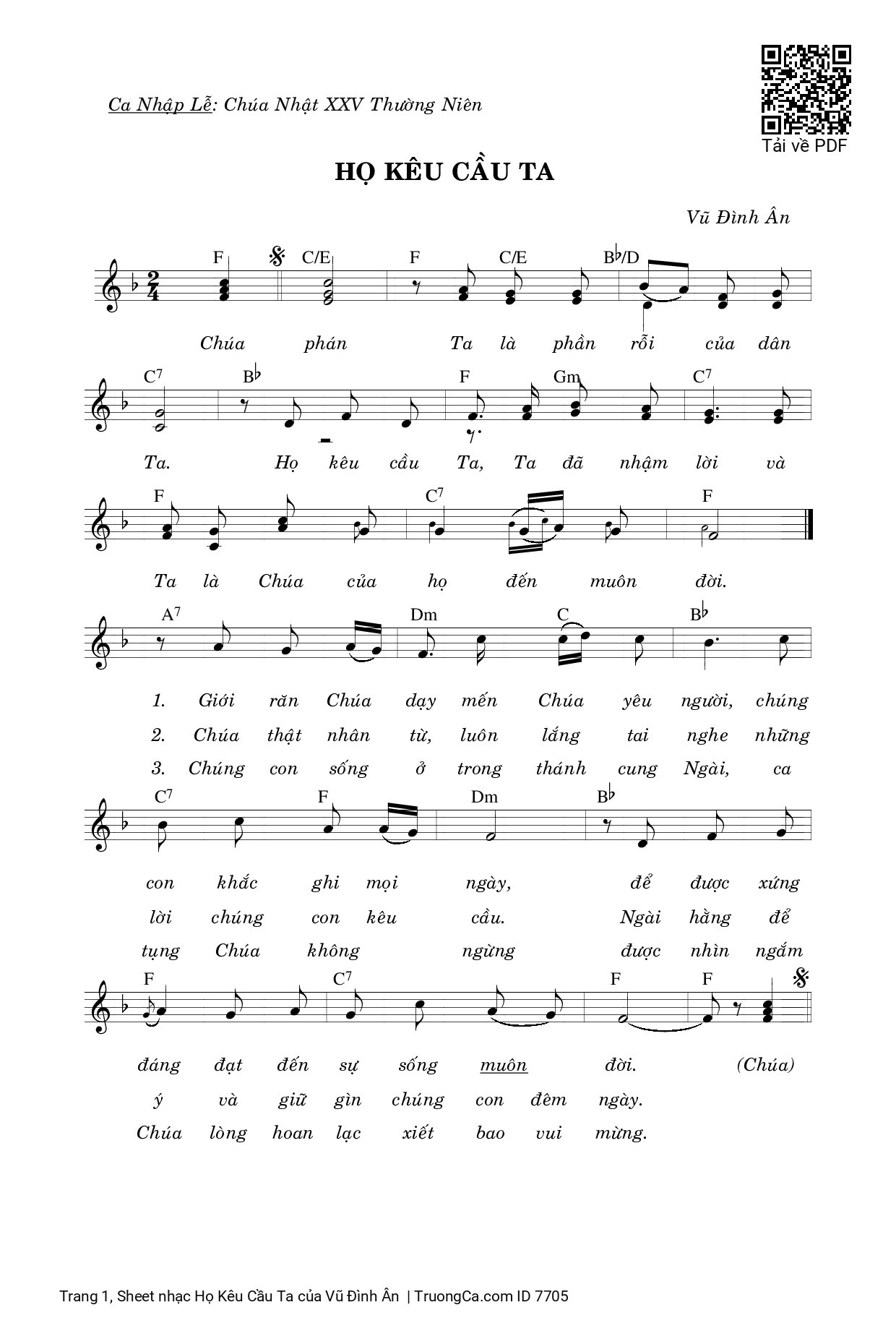 Sheet PDF of Họ Kêu Cầu Ta