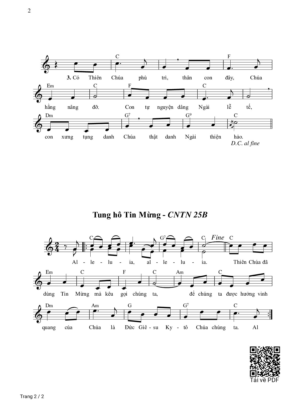 Page 2 of Sheet music PDF Chúa Hằng Nâng đỡ (Thánh Vịnh 53) - Ngọc Cẩn