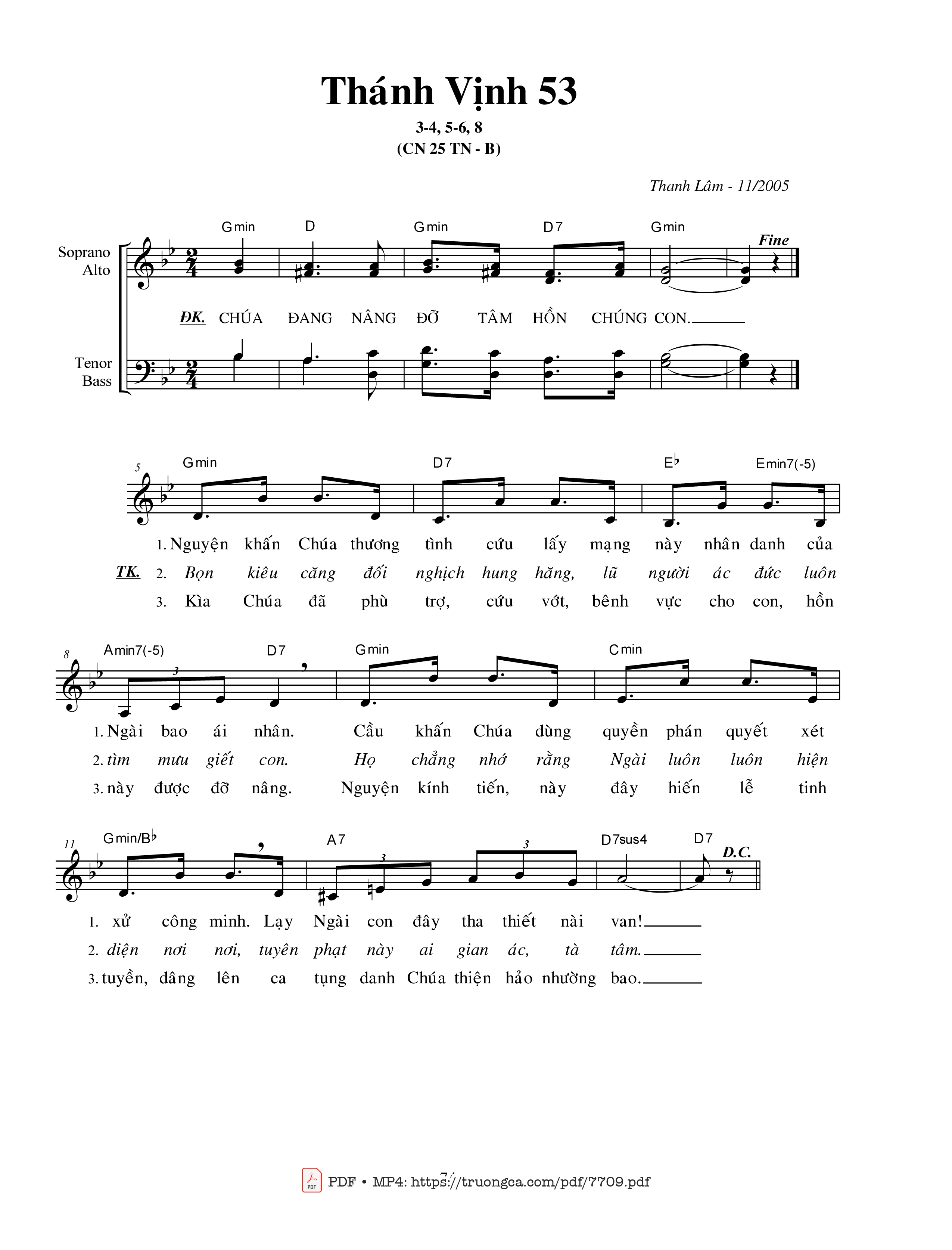 Page 1 of Sheet music PDF Chúa Nhật 25b Thường (Thánh Vịnh 53) - Thanh Lâm