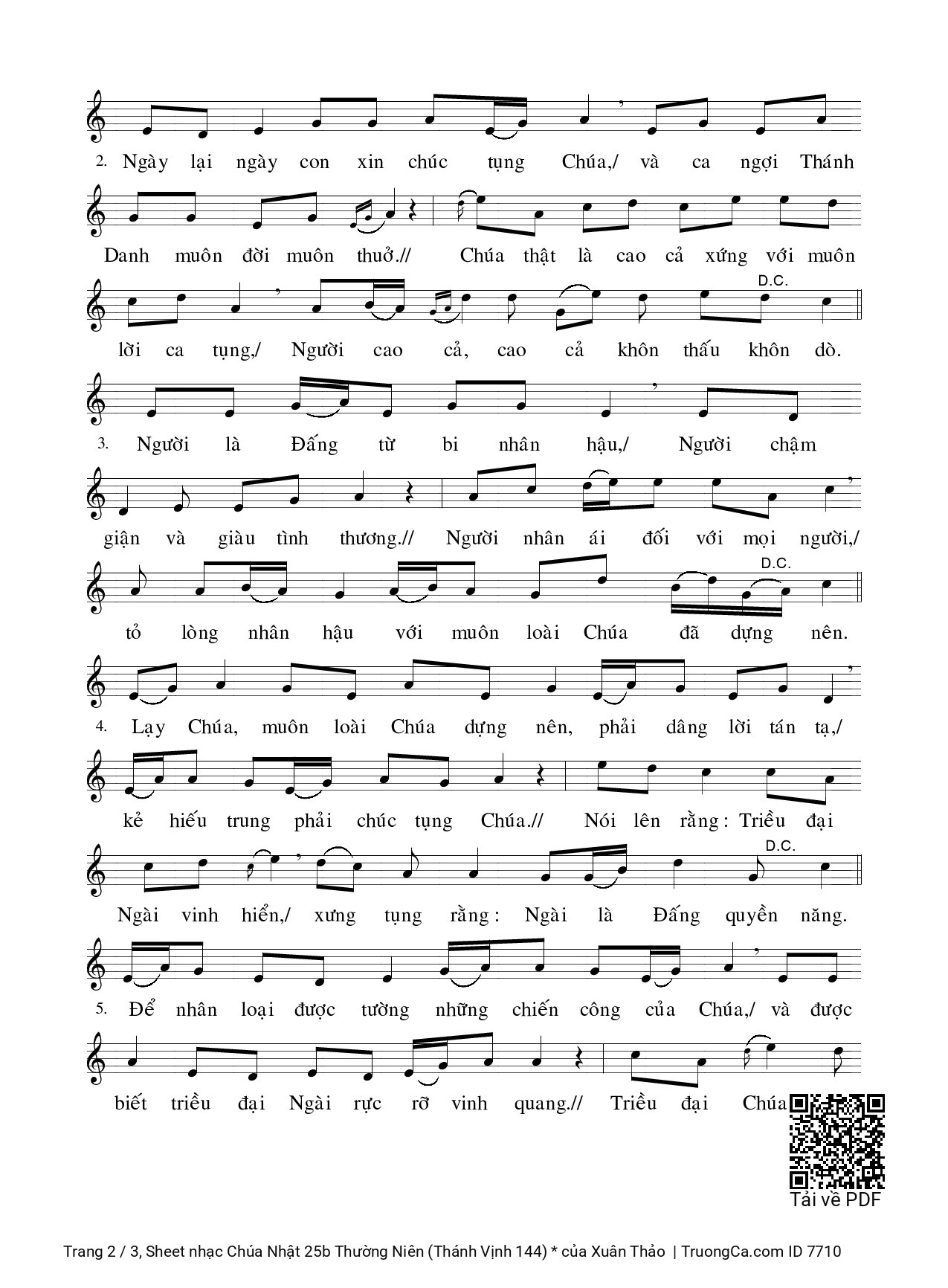 Page 2 of Sheet music PDF Chúa Nhật 25b Thường Niên (Thánh Vịnh 144) - Xuân Thảo