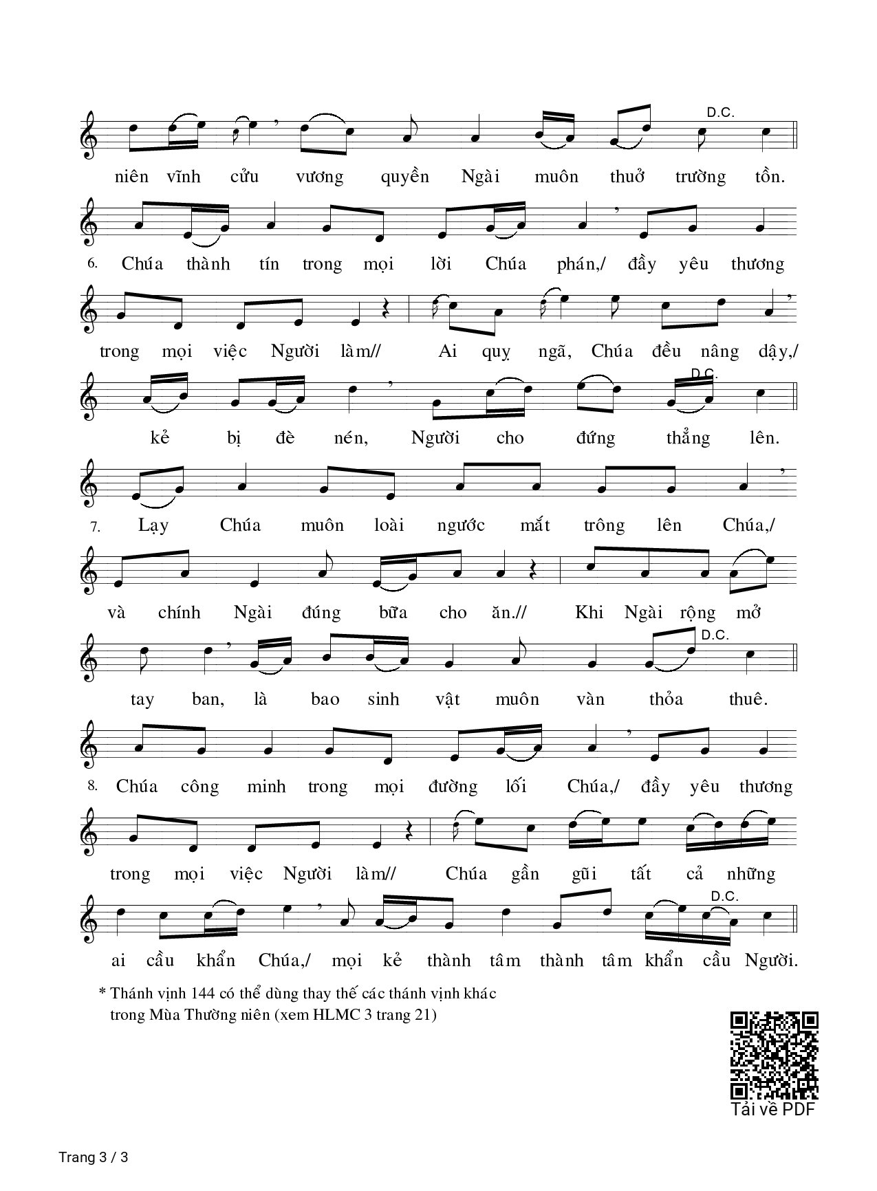 Page 3 of Sheet music PDF Chúa Nhật 25b Thường Niên (Thánh Vịnh 144) - Xuân Thảo