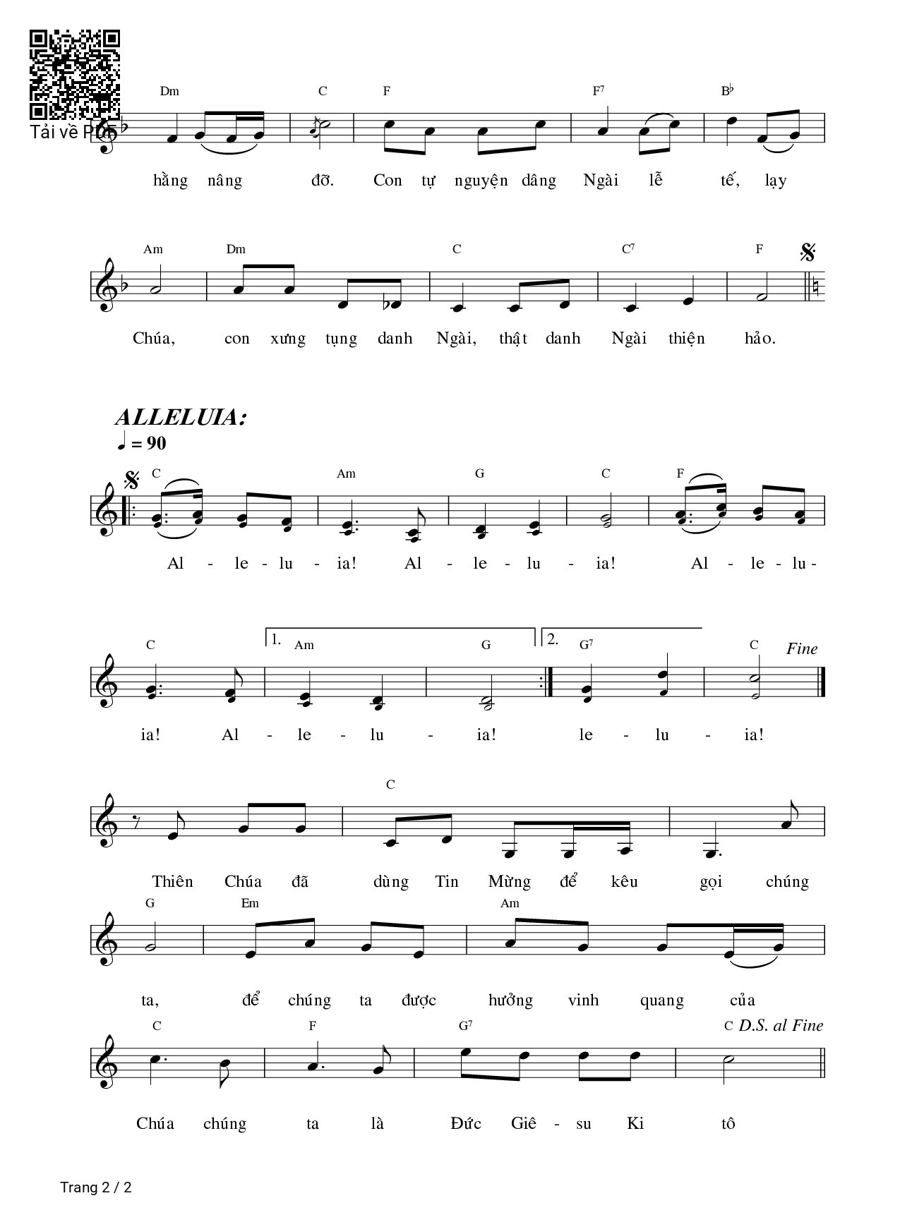 Page 2 of Sheet music PDF Chúa Nhật 25b Thường Niên (Thánh Vịnh 53) - Văn Duy Tùng