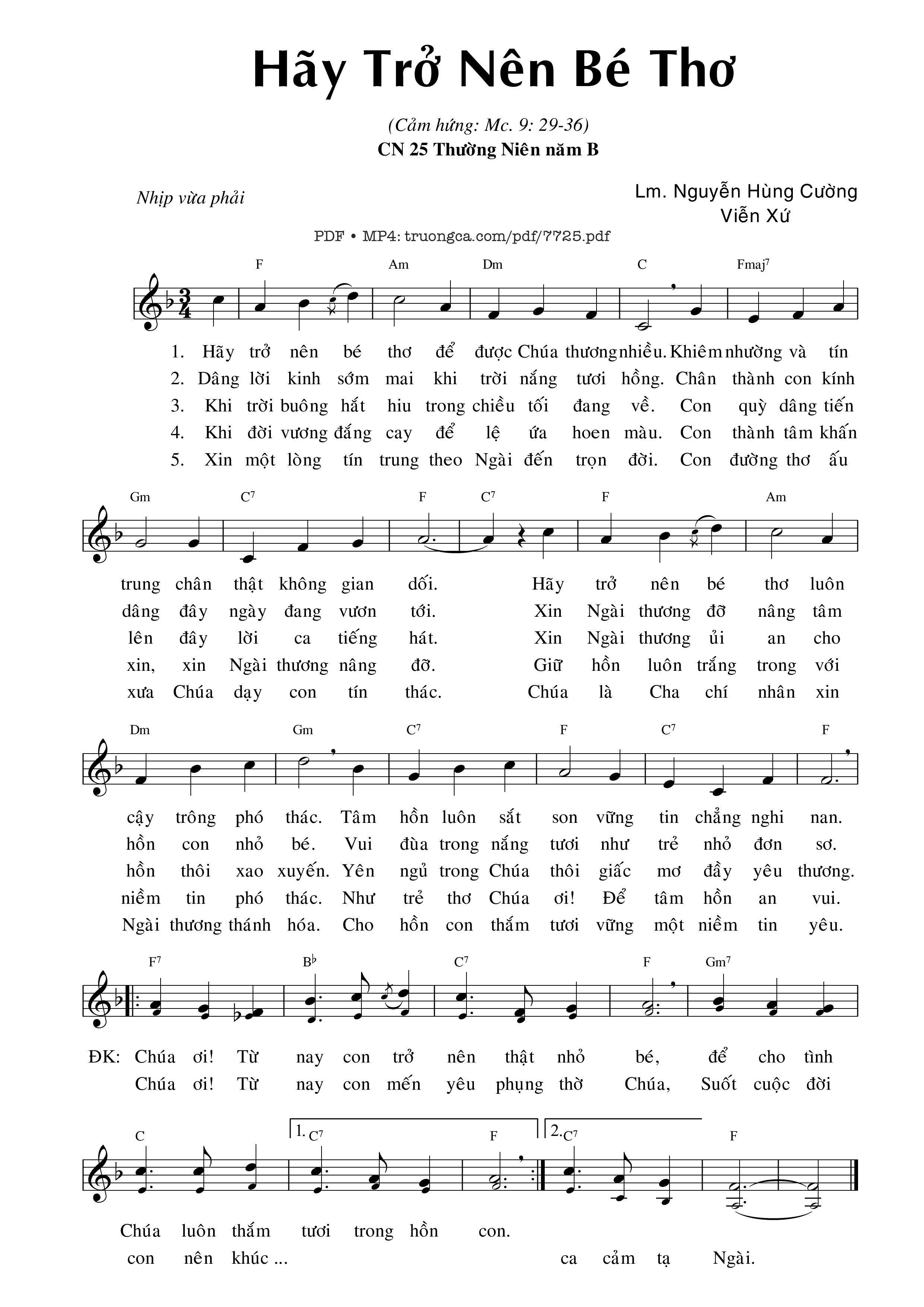 Sheet PDF of Hãy Trở Nên Bé Thơ (mc. 9)