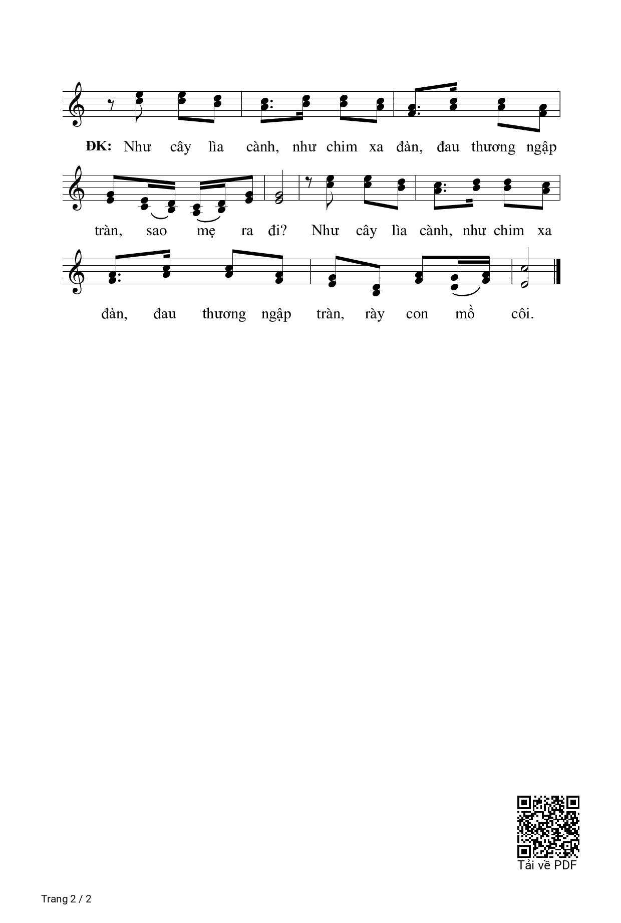 Page 2 of Sheet music PDF Mẹ Bỏ Con đi - Châu Linh