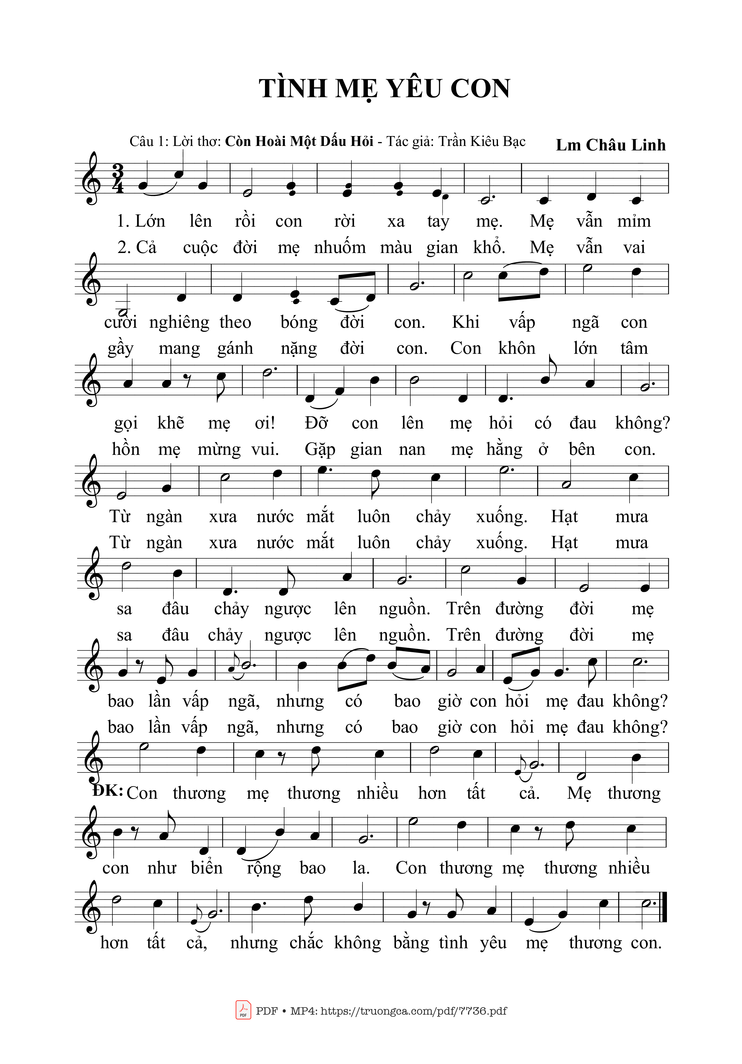 Sheet PDF of Tình Mẹ Yêu Con