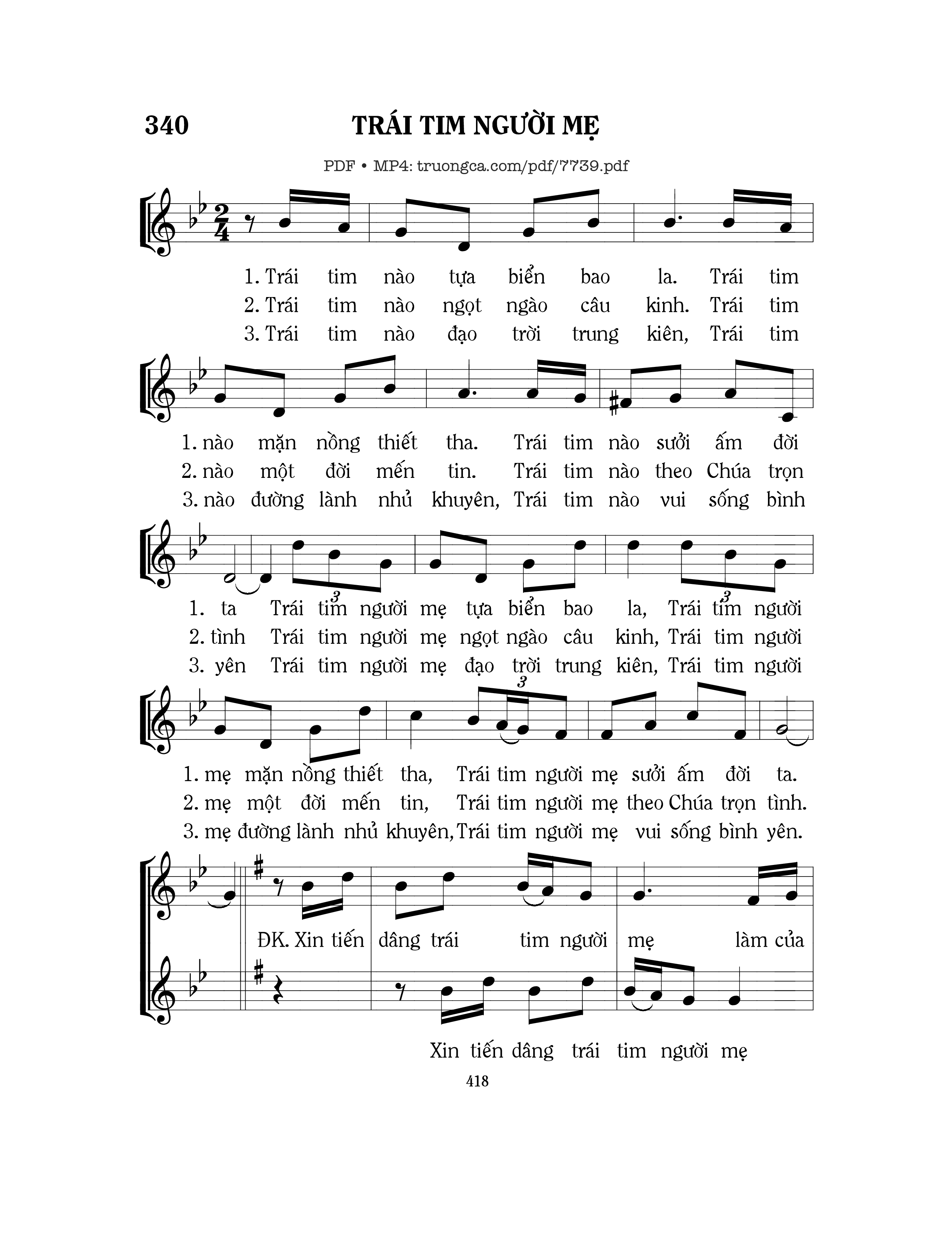 Sheet PDF of Trái Tim Người Mẹ