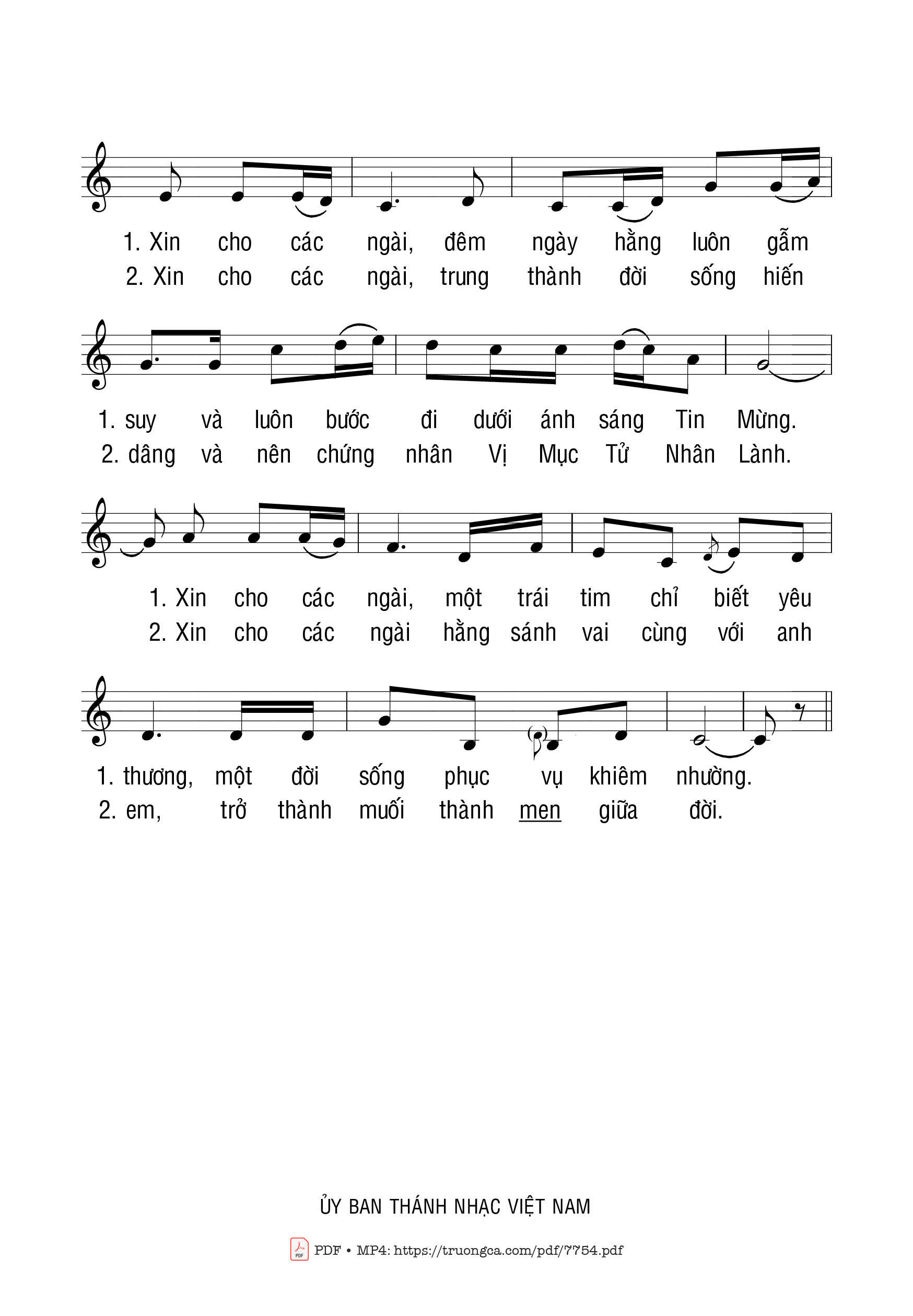 Page 2 of Sheet music PDF Cầu Cho Linh Mục - Anh Tuấn