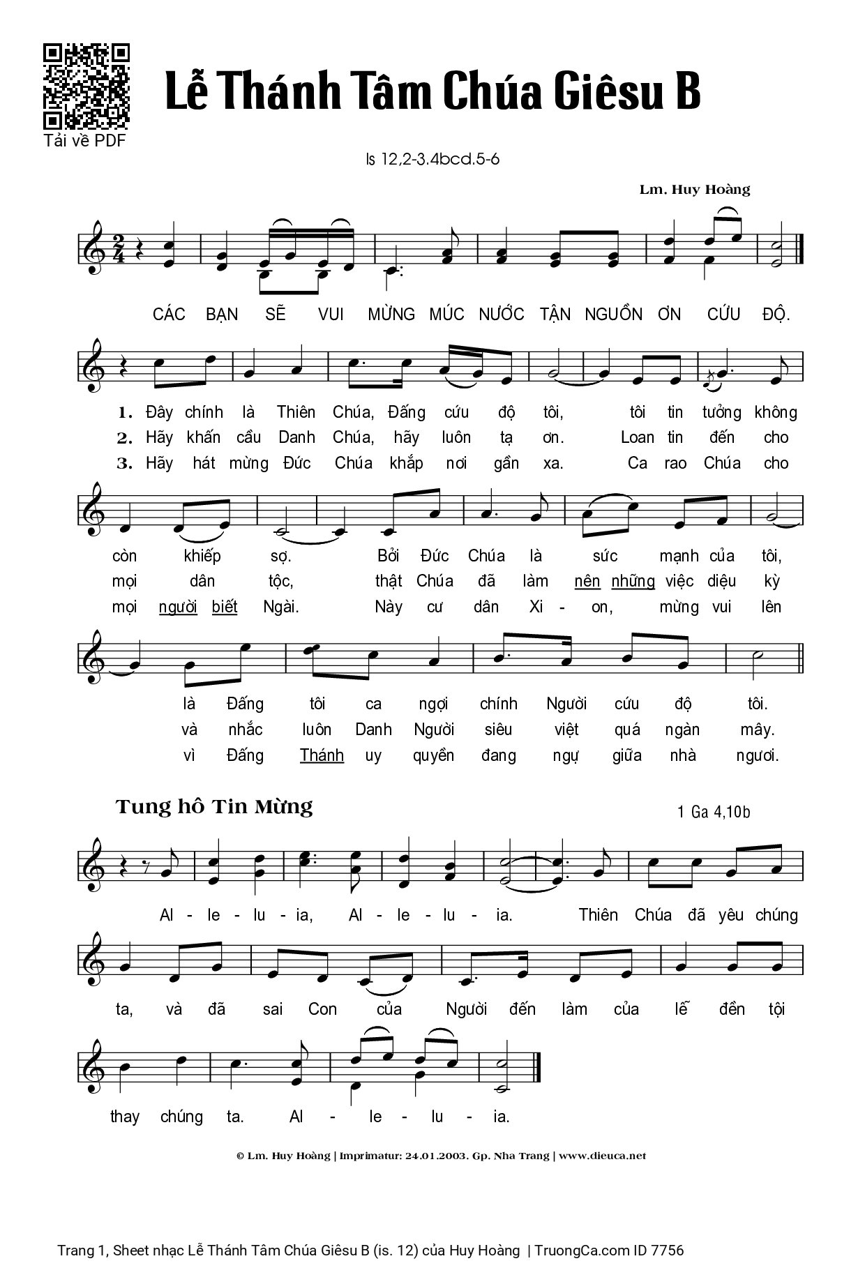 Sheet PDF of Lễ Thánh Tâm Chúa Giêsu B (is. 12)