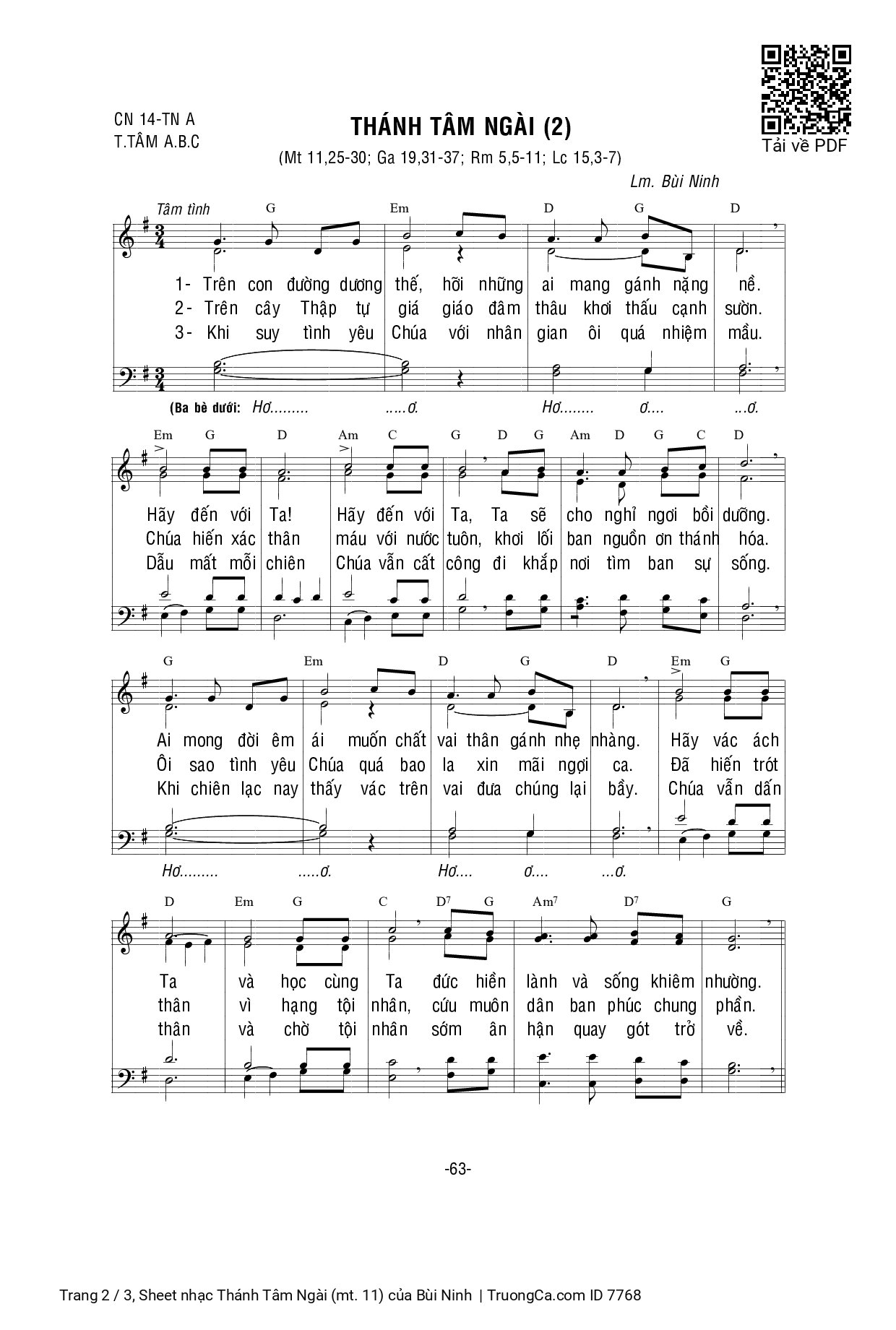 Page 2 of Sheet music PDF Thánh Tâm Ngài (mt. 11) - Bùi Ninh